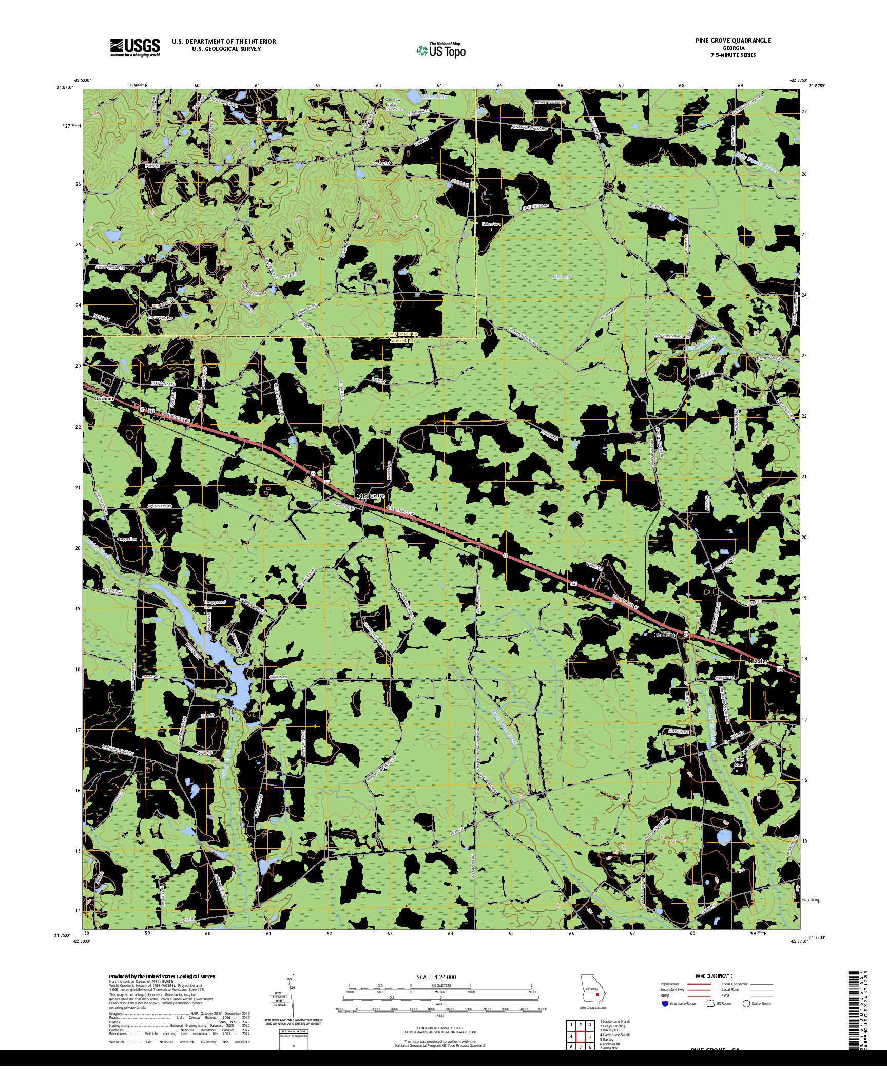 US TOPO 7.5-MINUTE MAP FOR PINE GROVE, GA