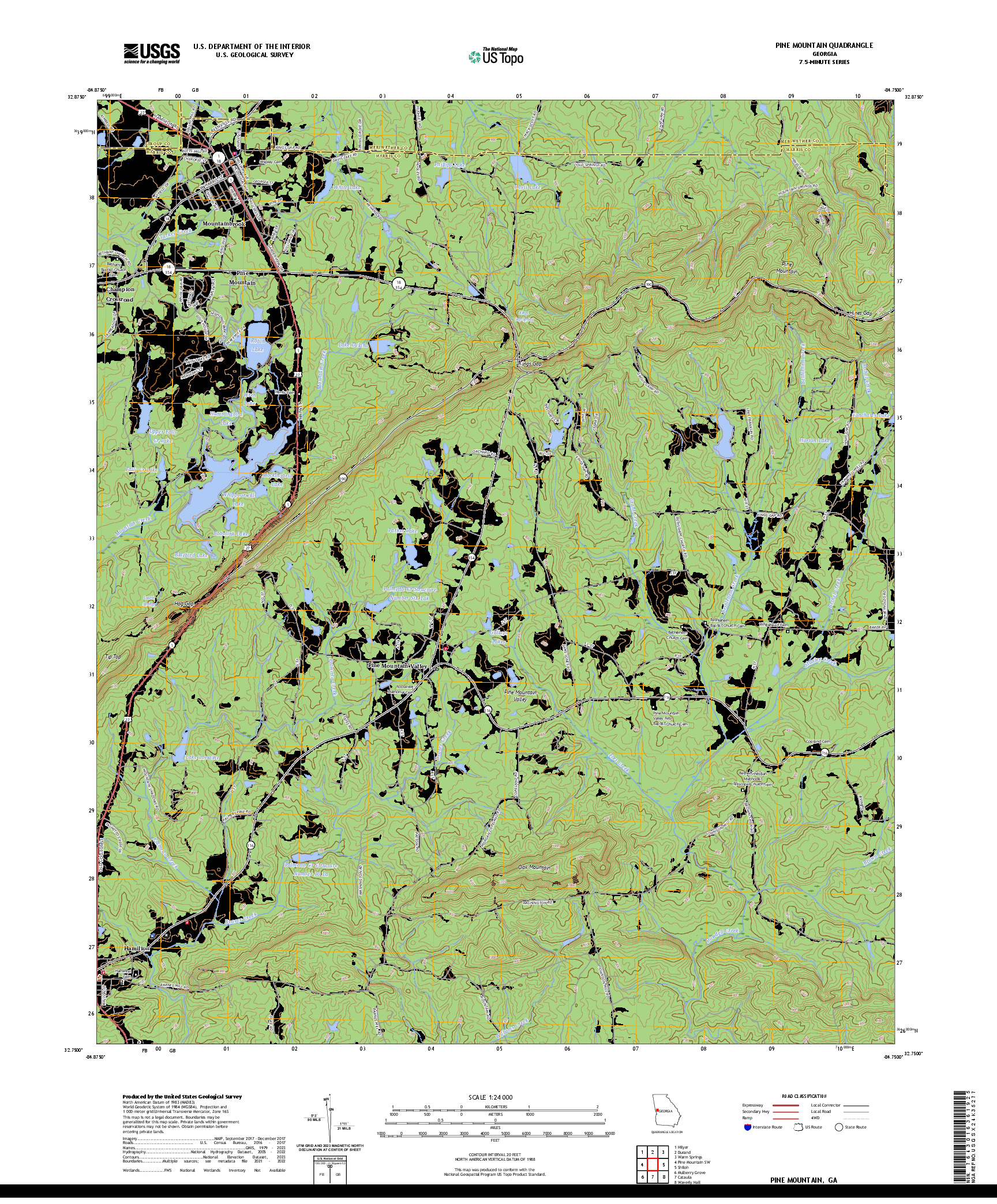 US TOPO 7.5-MINUTE MAP FOR PINE MOUNTAIN, GA