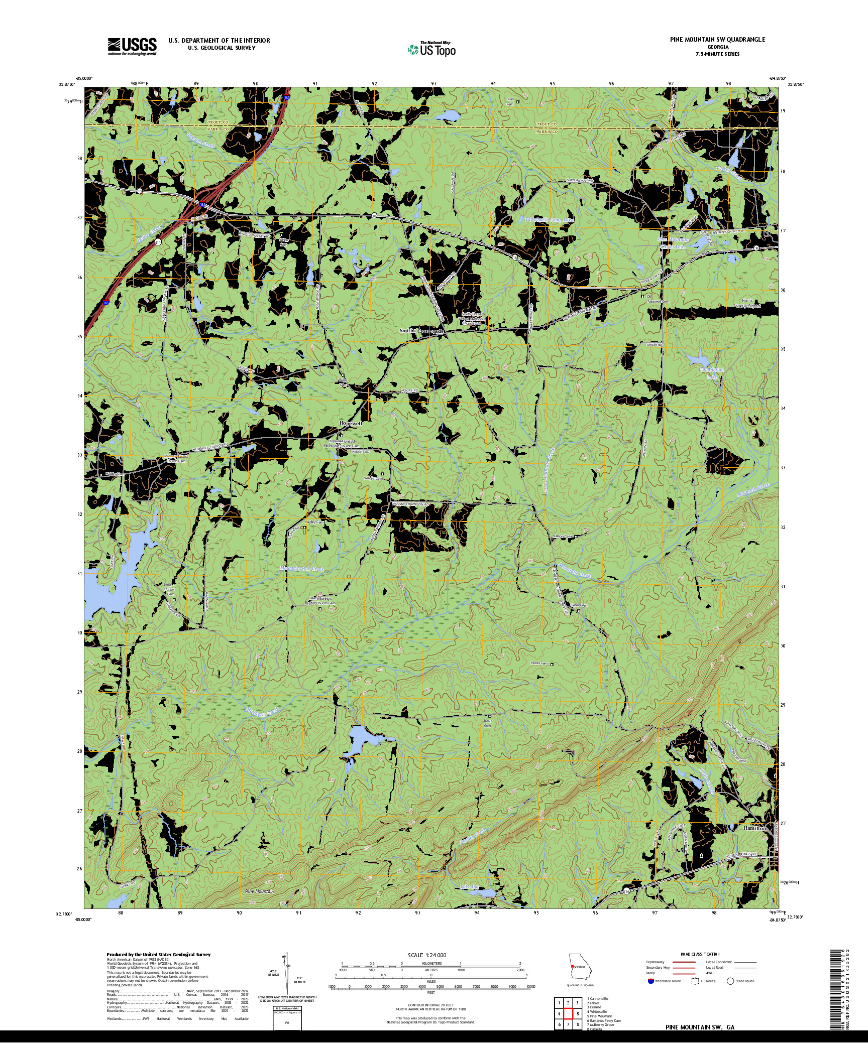 US TOPO 7.5-MINUTE MAP FOR PINE MOUNTAIN SW, GA