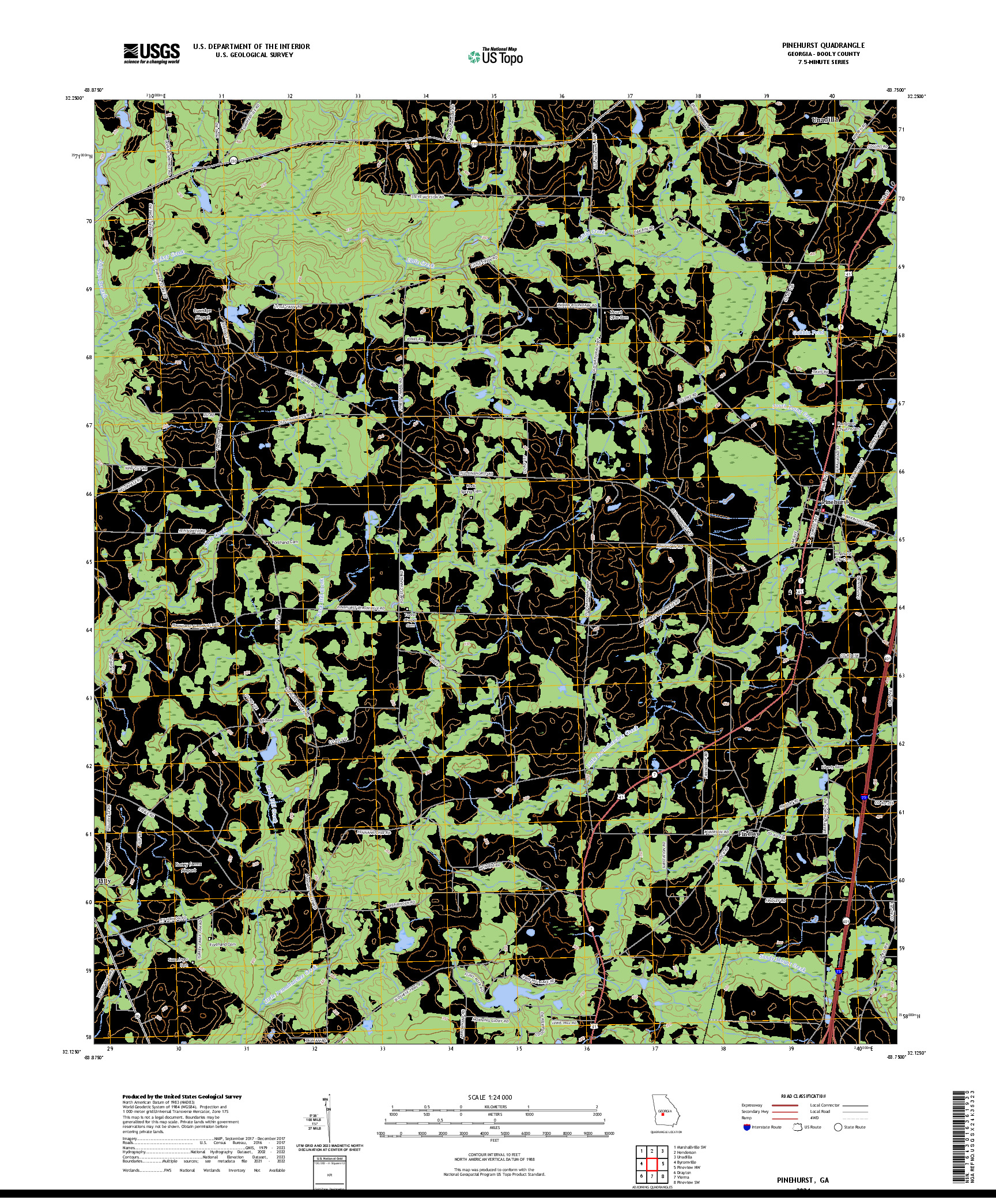 US TOPO 7.5-MINUTE MAP FOR PINEHURST, GA