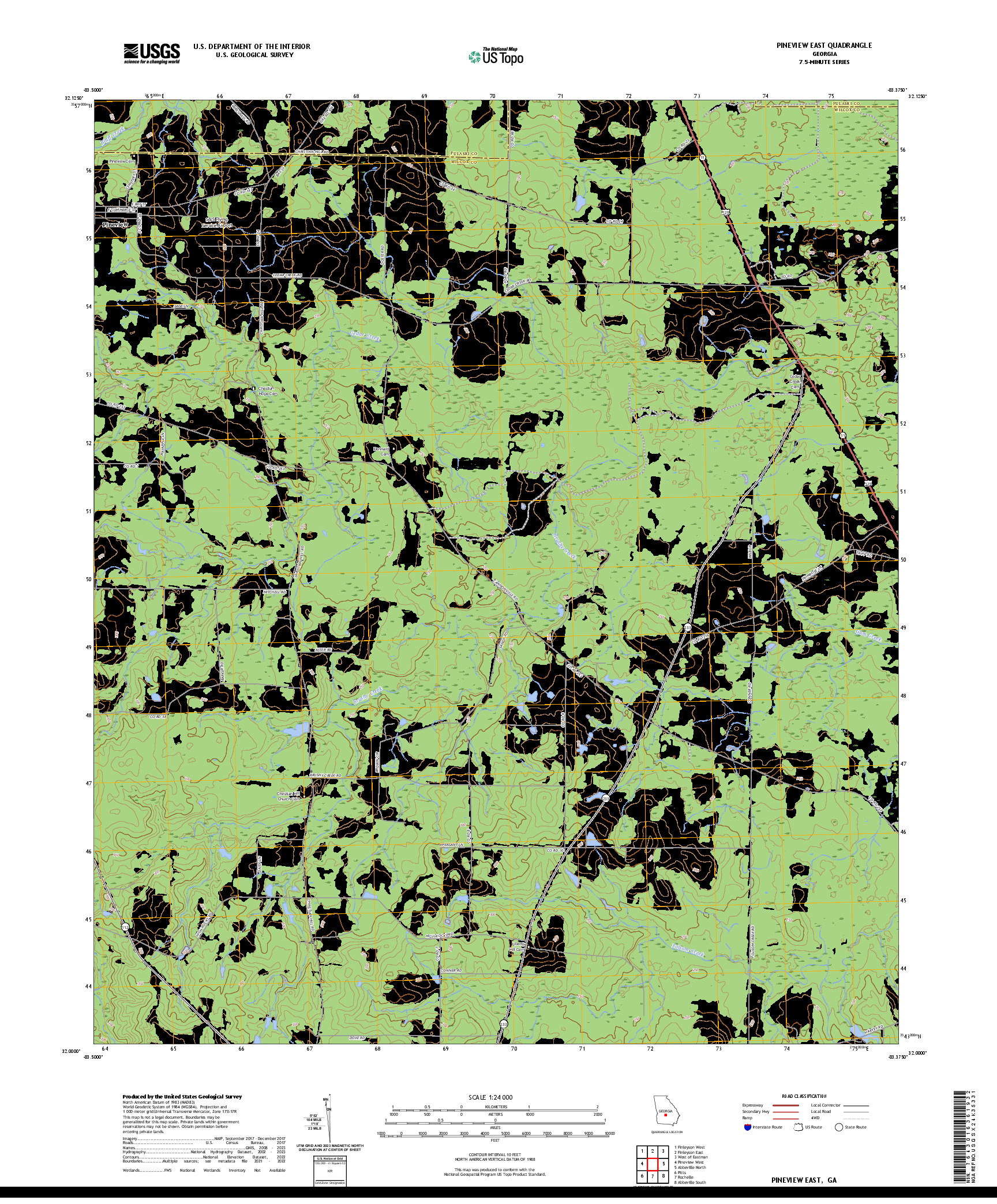 US TOPO 7.5-MINUTE MAP FOR PINEVIEW EAST, GA