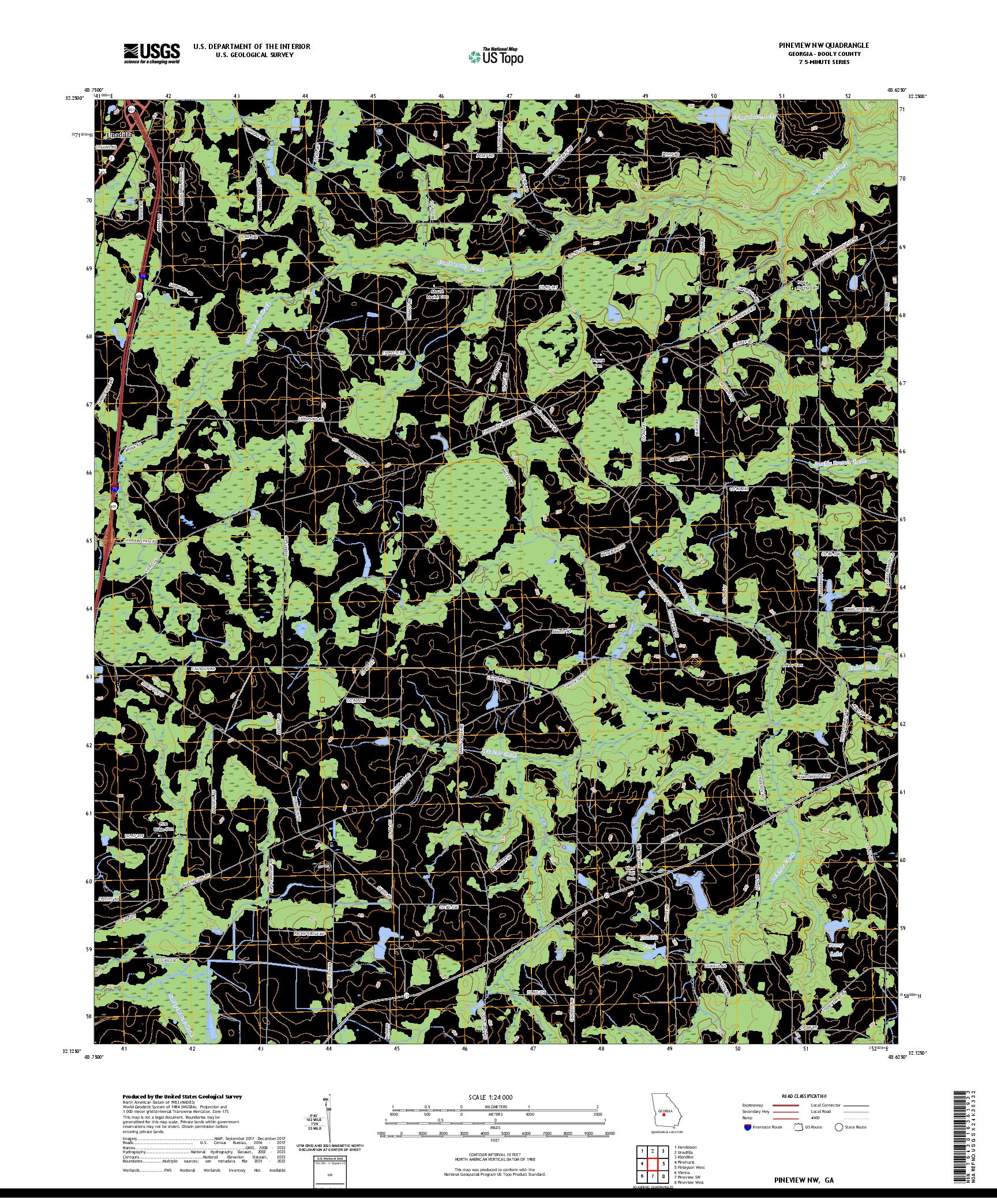 US TOPO 7.5-MINUTE MAP FOR PINEVIEW NW, GA