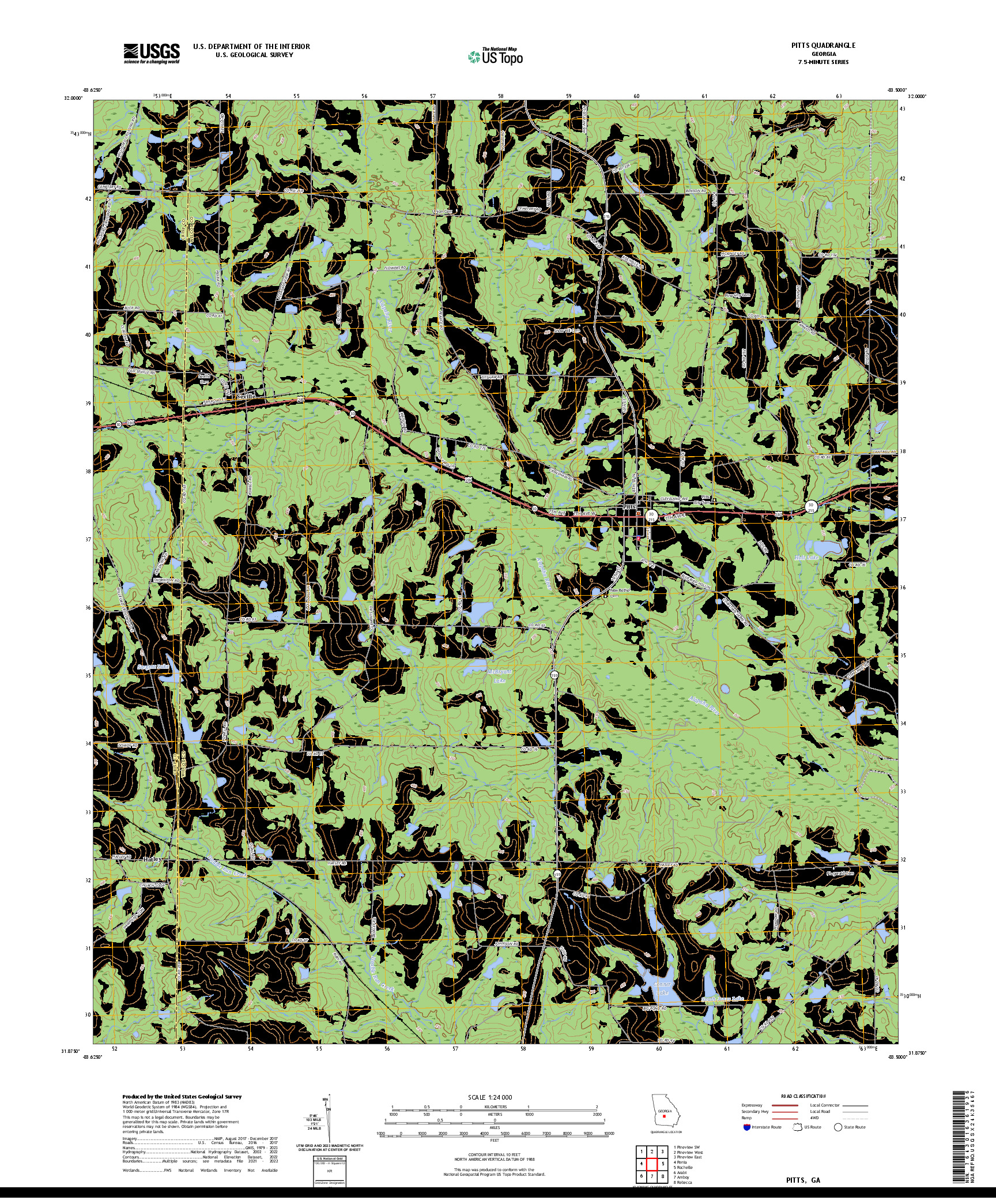 US TOPO 7.5-MINUTE MAP FOR PITTS, GA