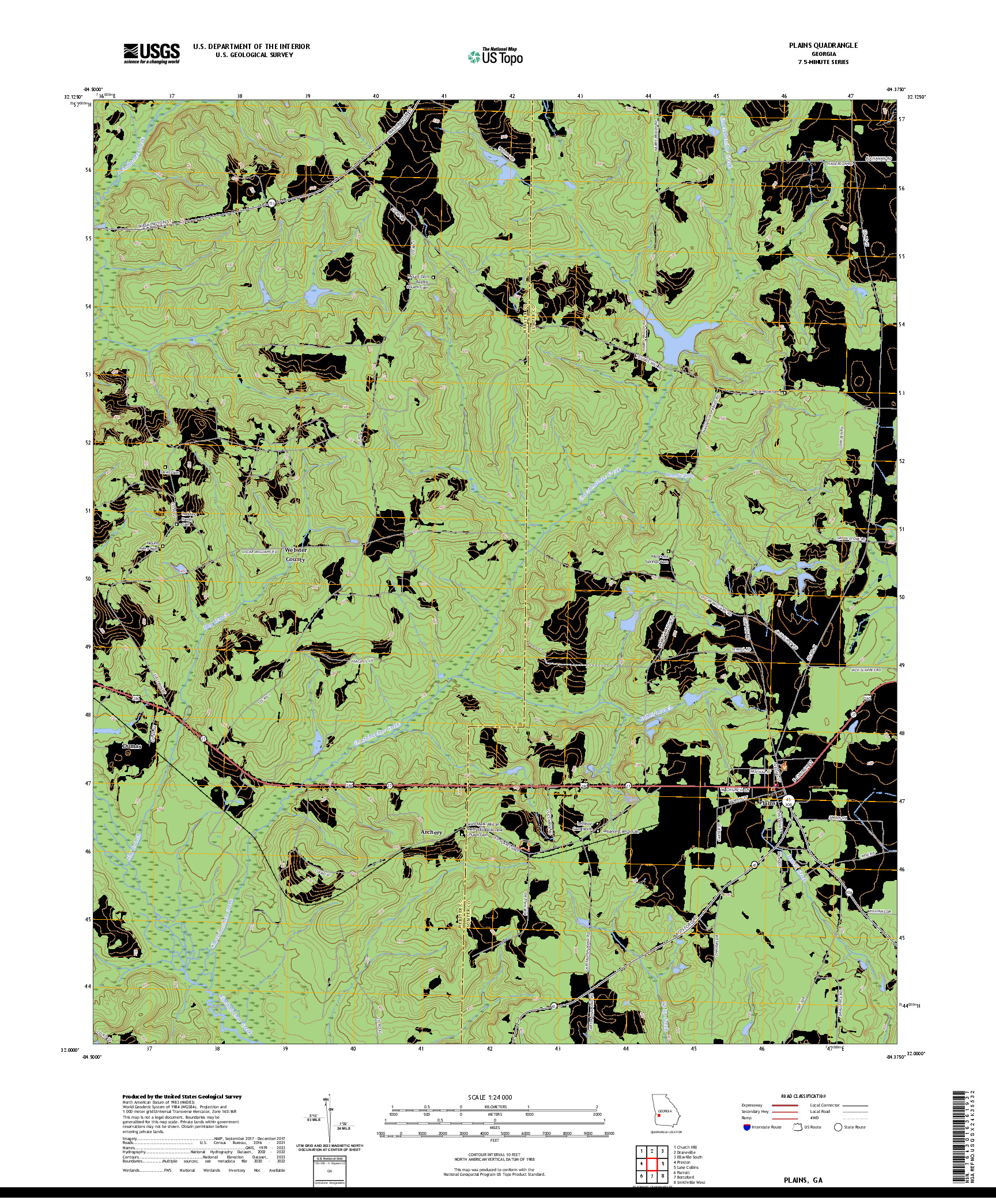 US TOPO 7.5-MINUTE MAP FOR PLAINS, GA