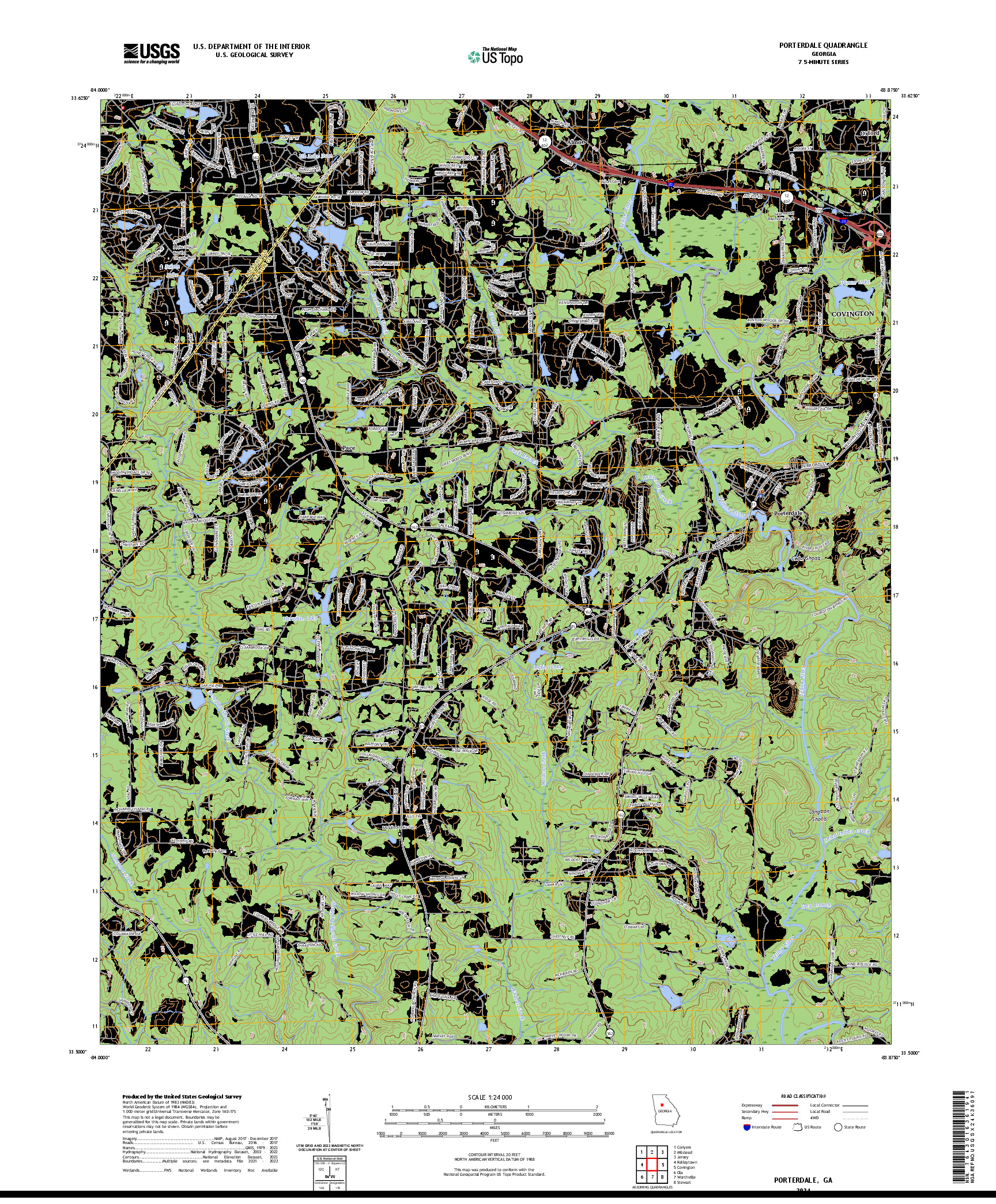 US TOPO 7.5-MINUTE MAP FOR PORTERDALE, GA