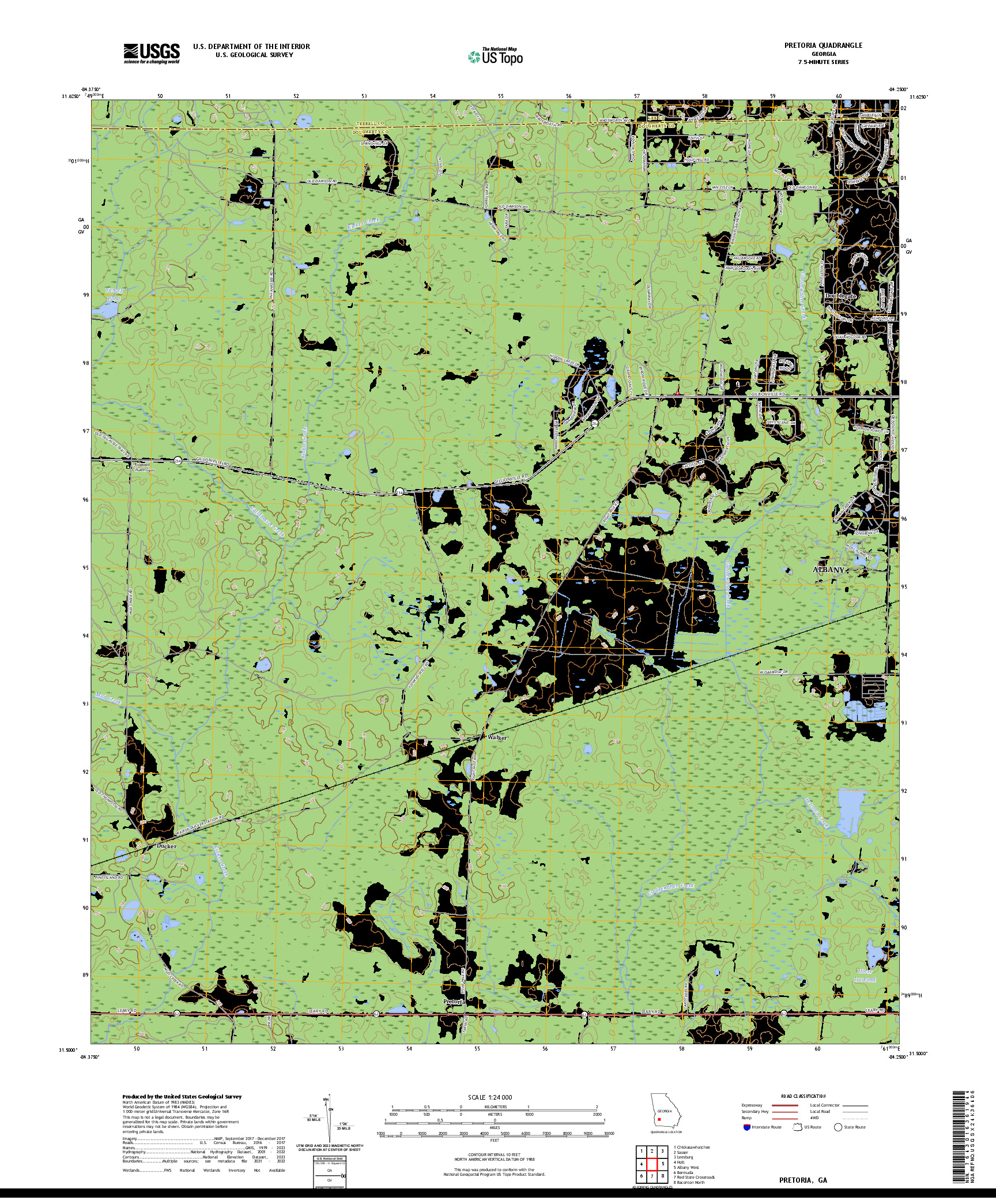 US TOPO 7.5-MINUTE MAP FOR PRETORIA, GA