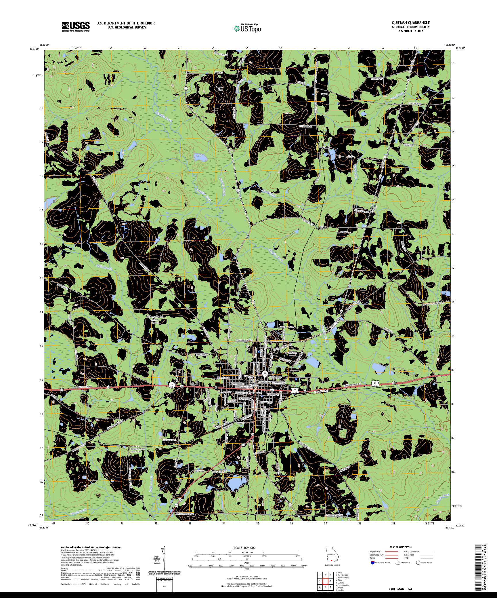 US TOPO 7.5-MINUTE MAP FOR QUITMAN, GA