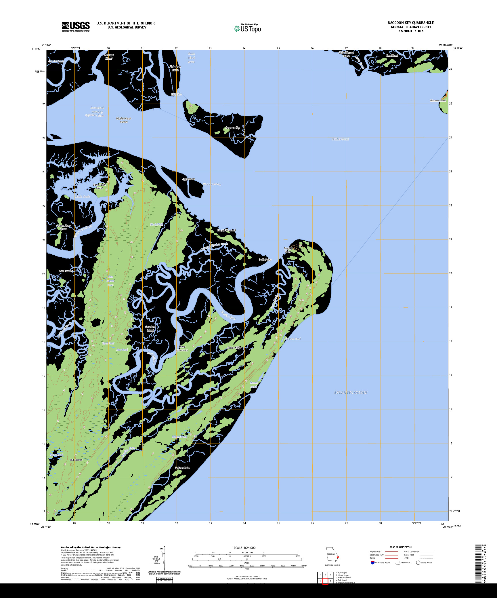 US TOPO 7.5-MINUTE MAP FOR RACCOON KEY, GA
