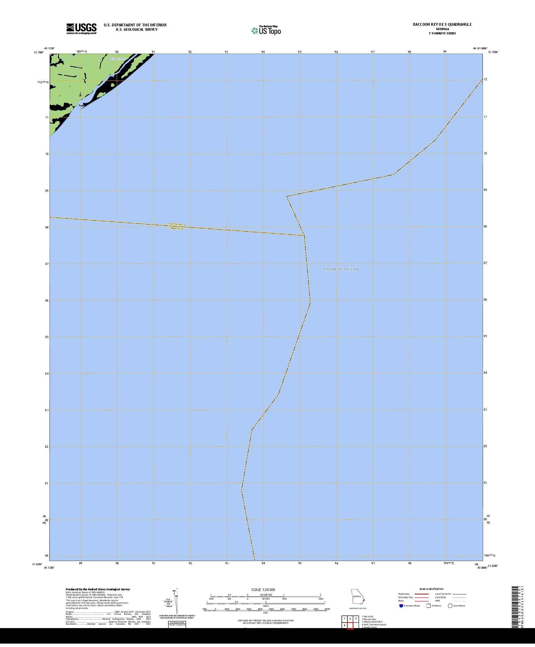 US TOPO 7.5-MINUTE MAP FOR RACCOON KEY OE S, GA