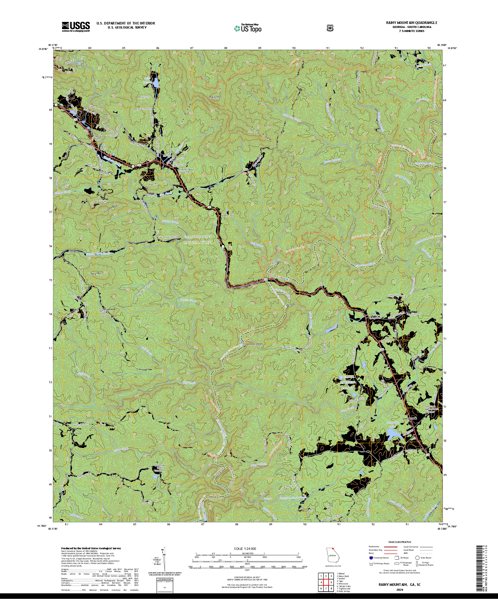 US TOPO 7.5-MINUTE MAP FOR RAINY MOUNTAIN, GA,SC