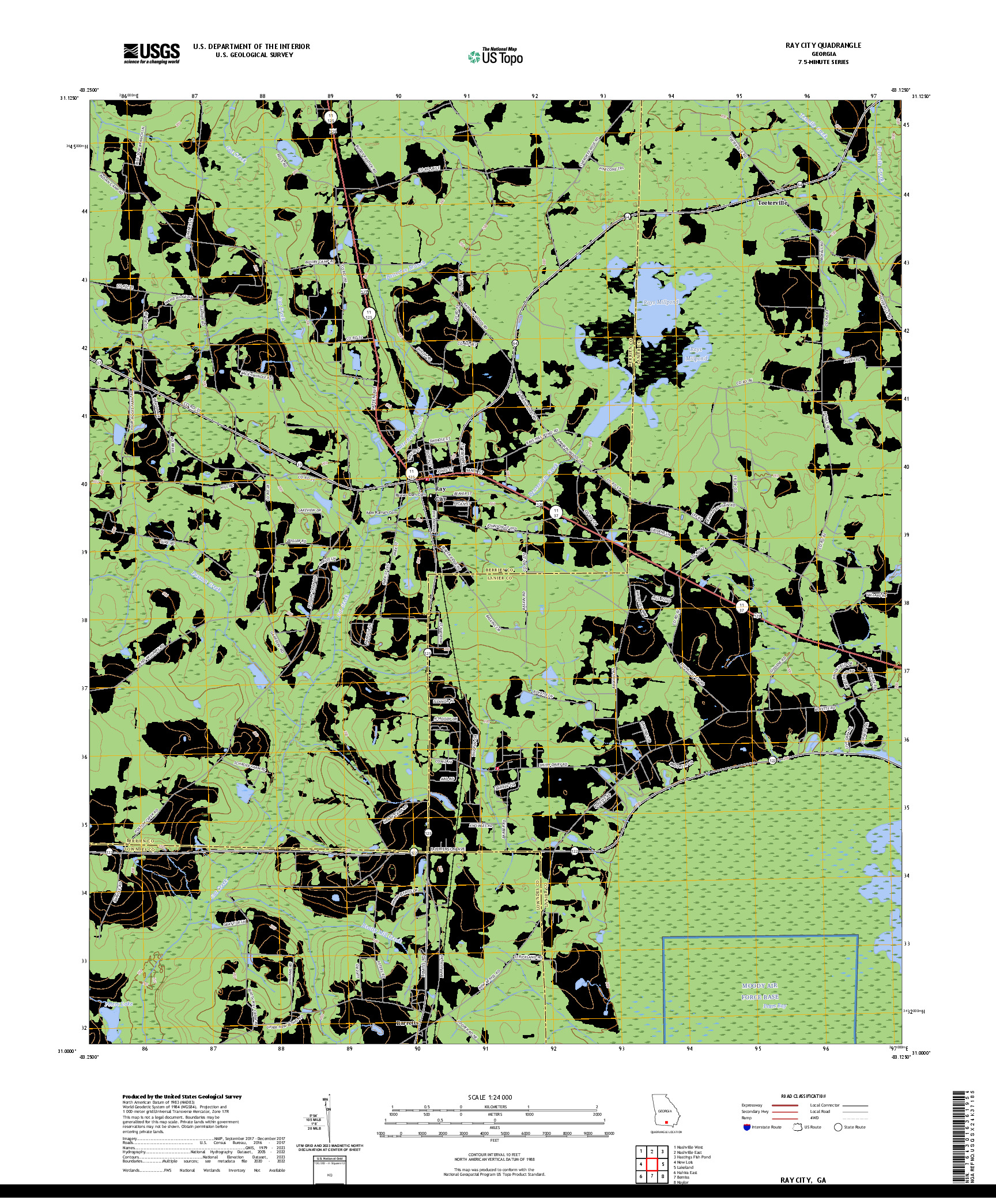 US TOPO 7.5-MINUTE MAP FOR RAY CITY, GA