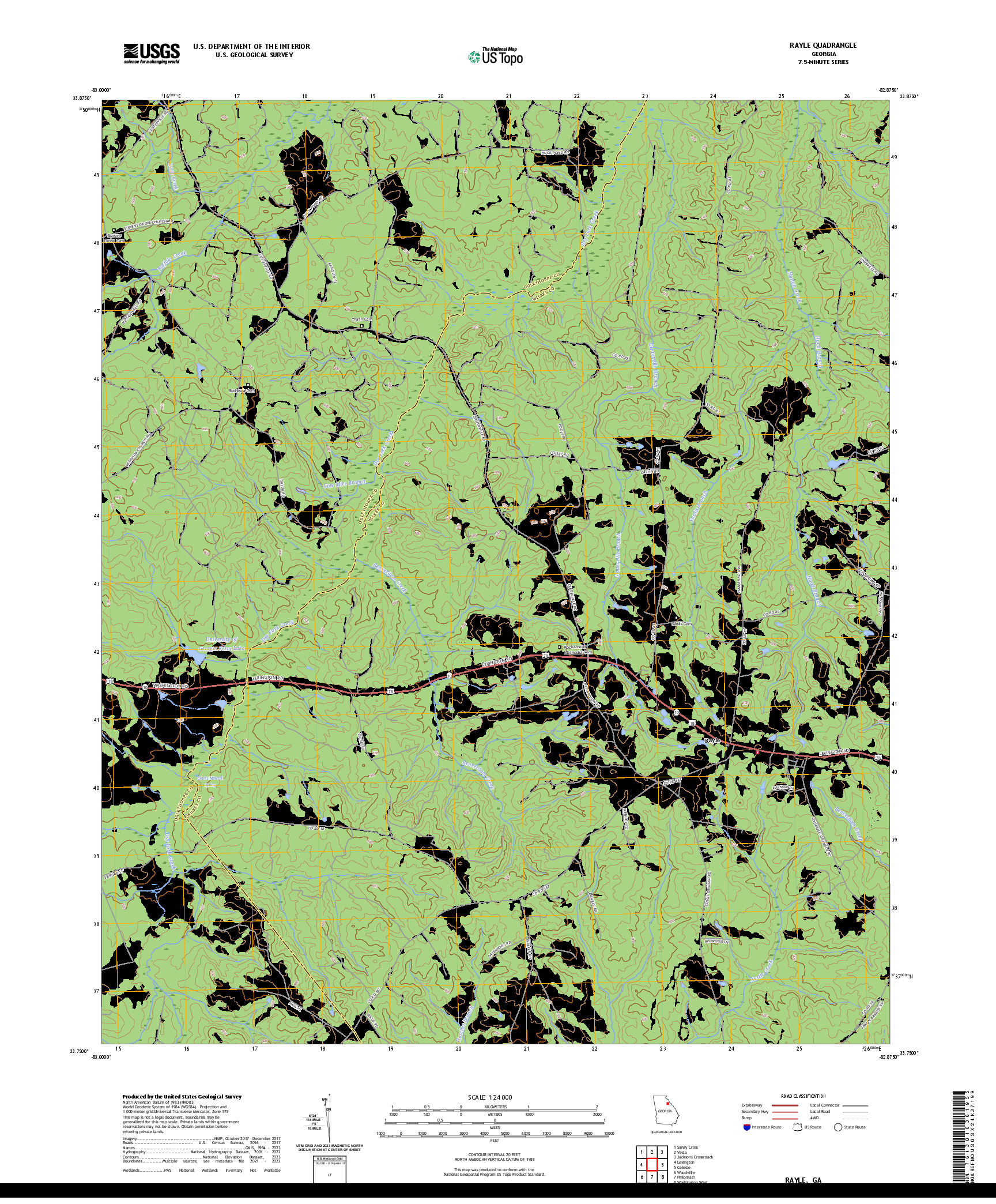 US TOPO 7.5-MINUTE MAP FOR RAYLE, GA