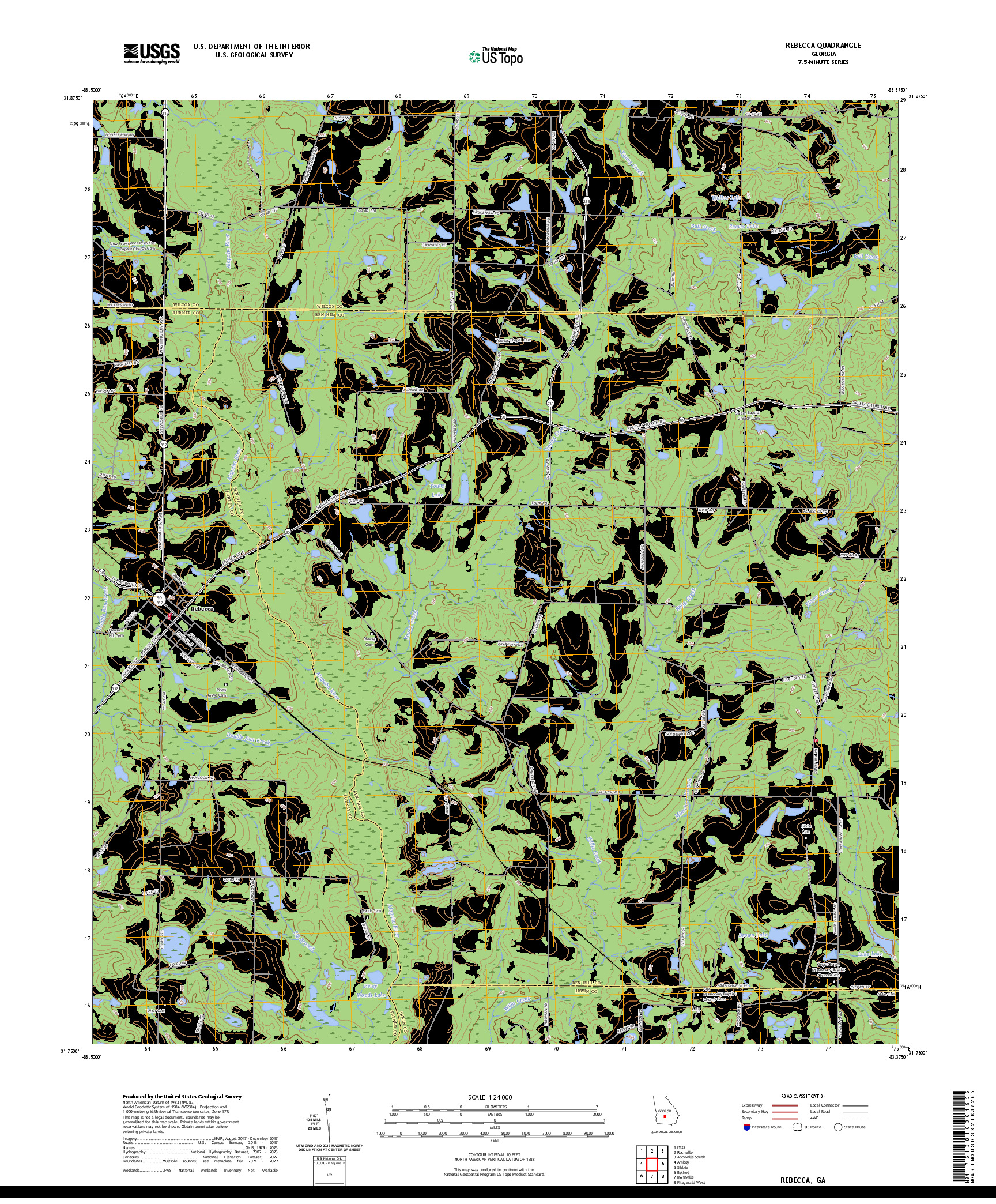 US TOPO 7.5-MINUTE MAP FOR REBECCA, GA