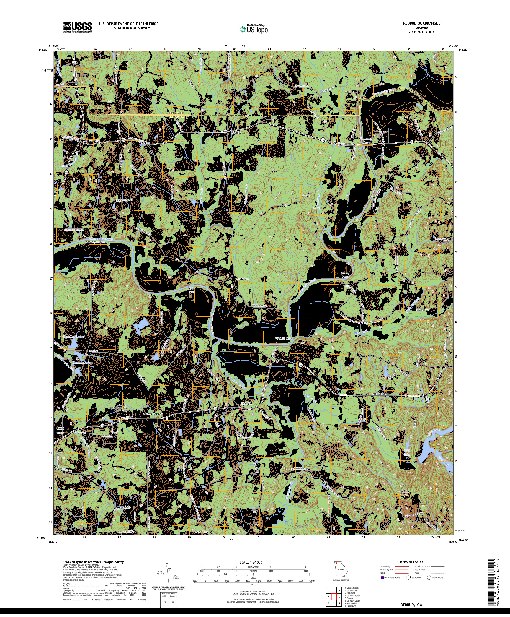 US TOPO 7.5-MINUTE MAP FOR REDBUD, GA