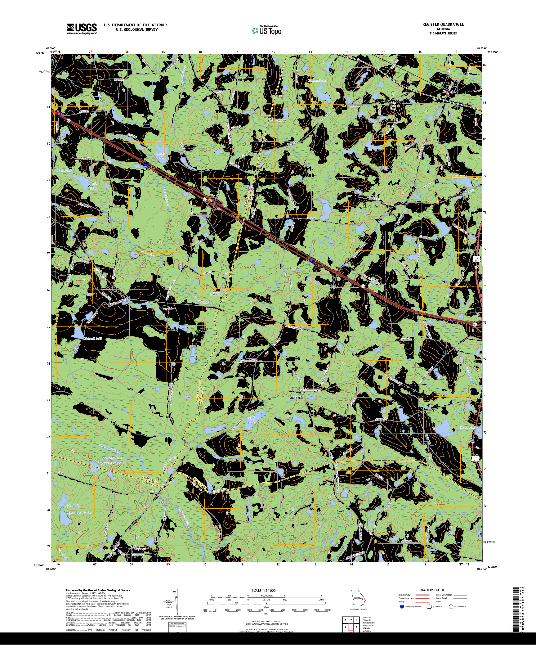 US TOPO 7.5-MINUTE MAP FOR REGISTER, GA