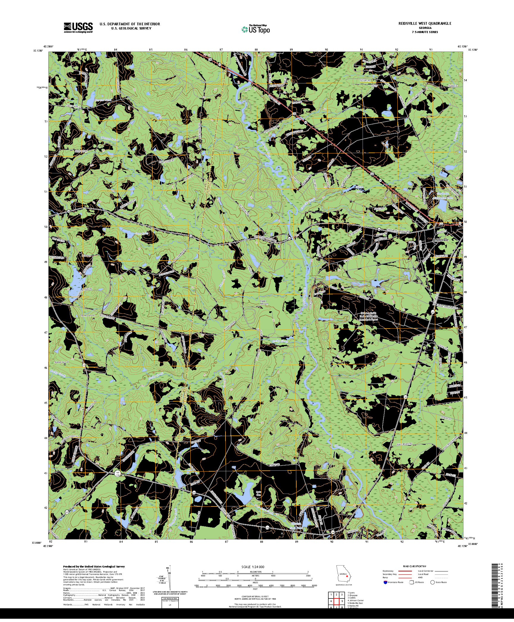 US TOPO 7.5-MINUTE MAP FOR REIDSVILLE WEST, GA