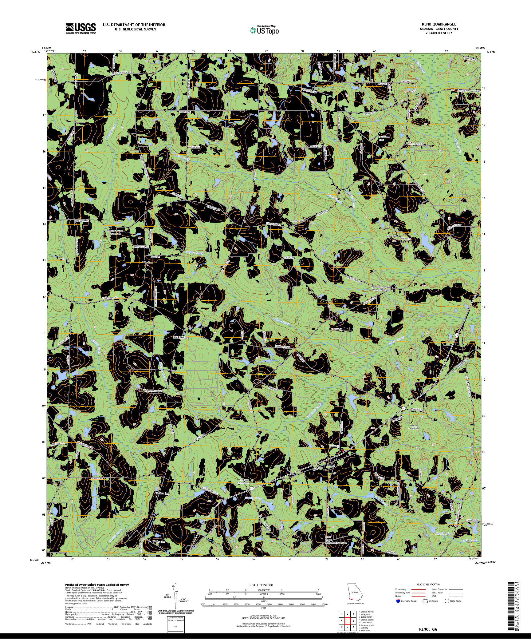 US TOPO 7.5-MINUTE MAP FOR RENO, GA