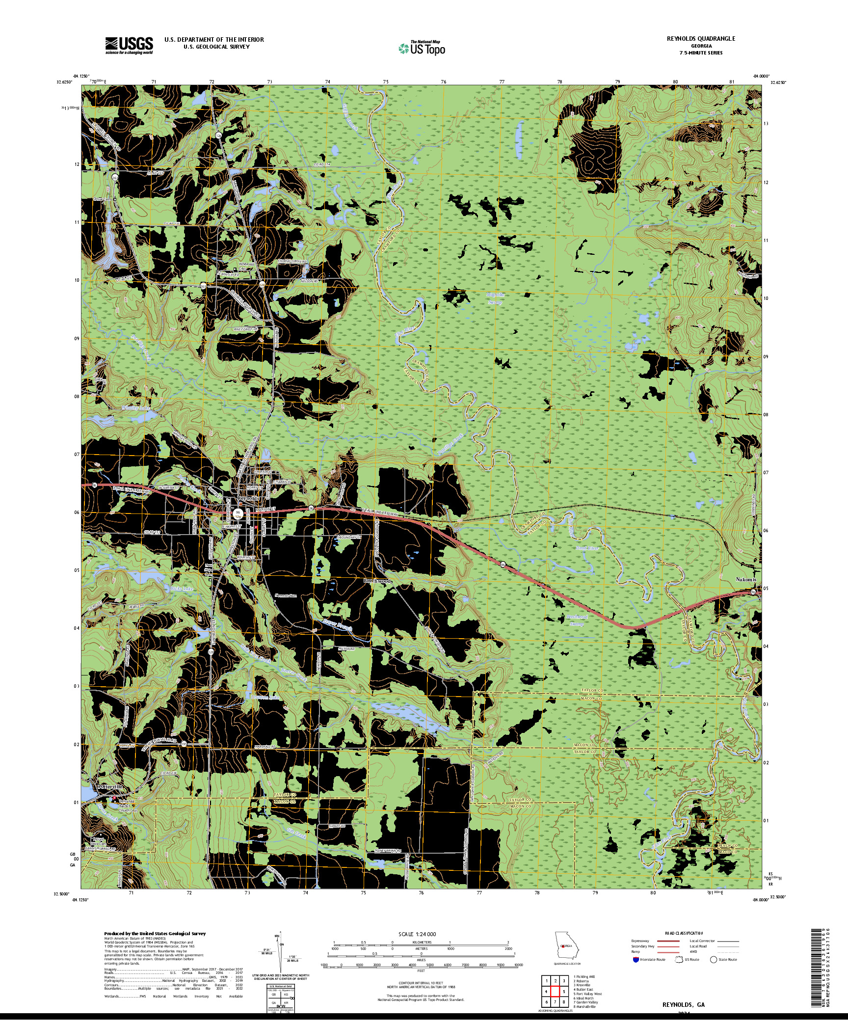 US TOPO 7.5-MINUTE MAP FOR REYNOLDS, GA