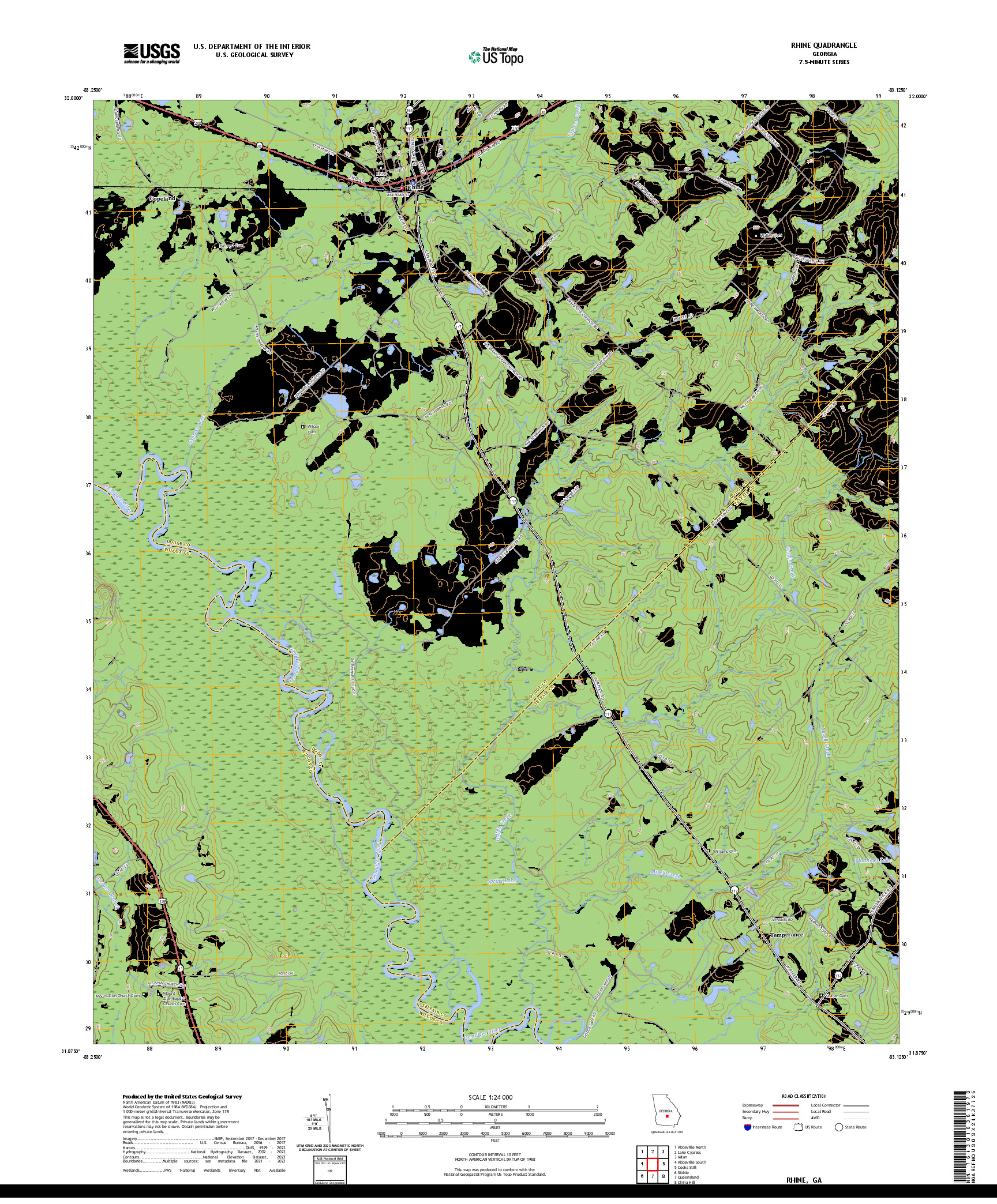 US TOPO 7.5-MINUTE MAP FOR RHINE, GA