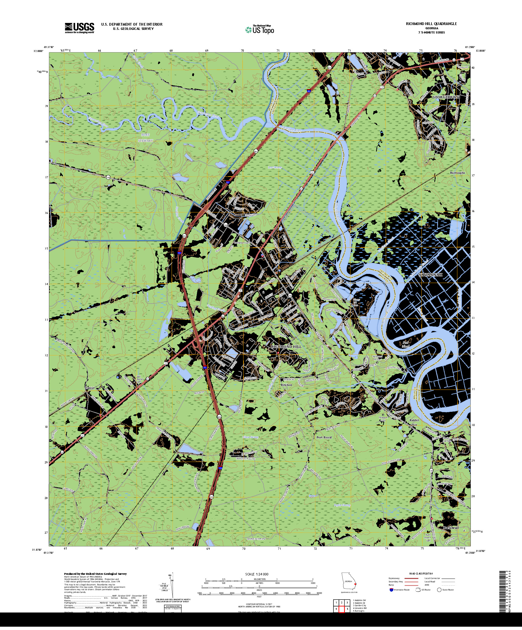 US TOPO 7.5-MINUTE MAP FOR RICHMOND HILL, GA