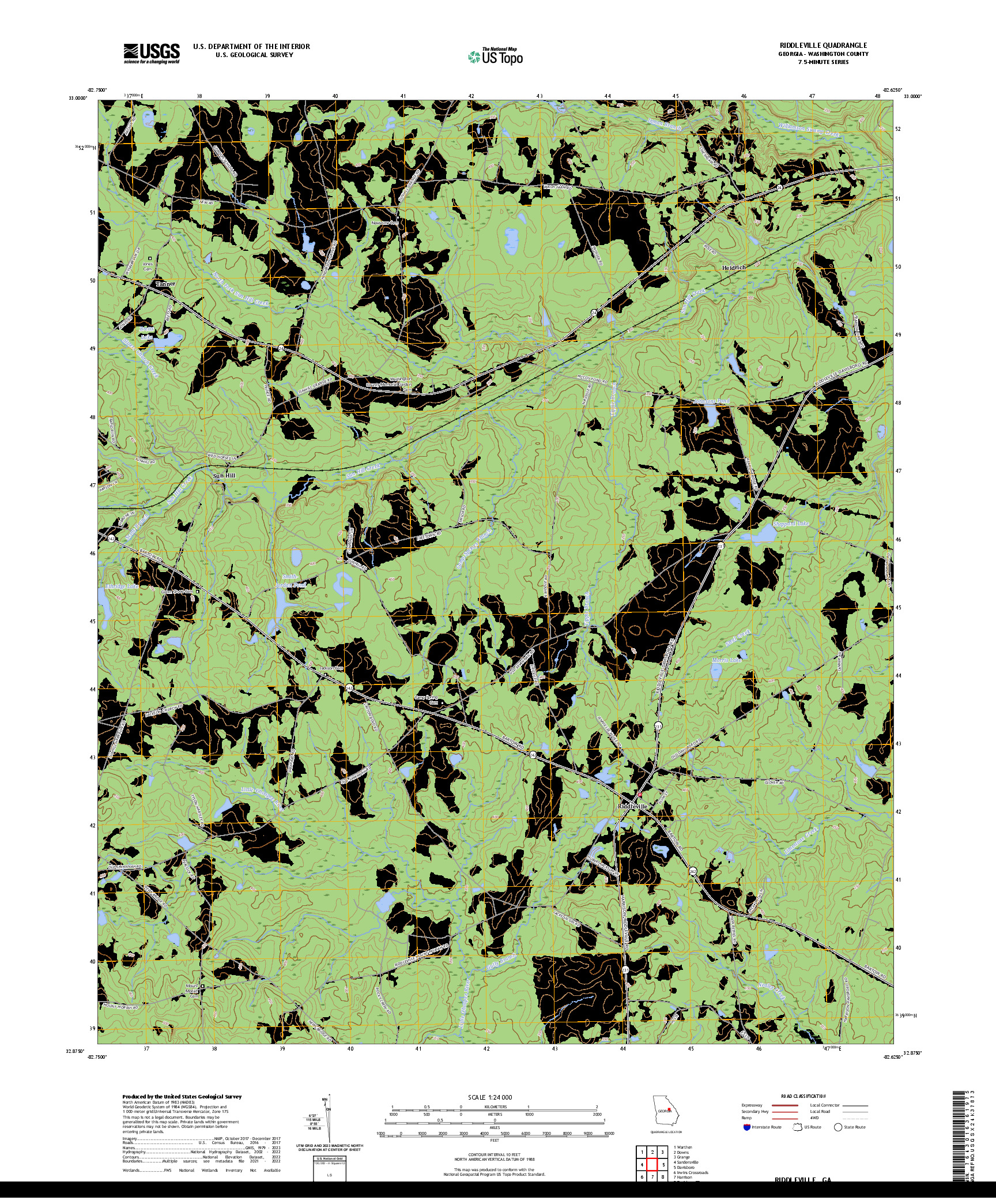 US TOPO 7.5-MINUTE MAP FOR RIDDLEVILLE, GA