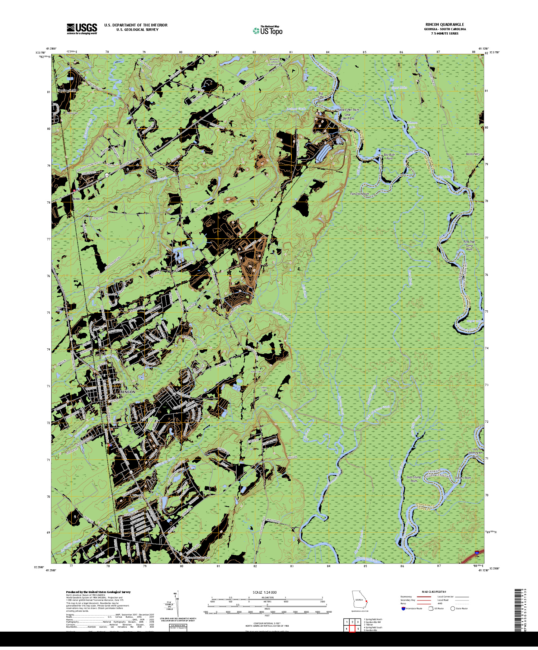 US TOPO 7.5-MINUTE MAP FOR RINCON, GA,SC