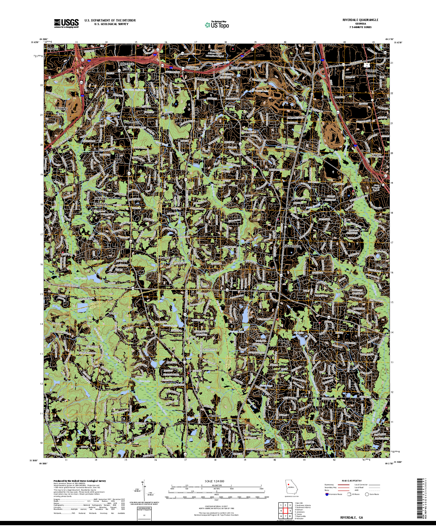 US TOPO 7.5-MINUTE MAP FOR RIVERDALE, GA