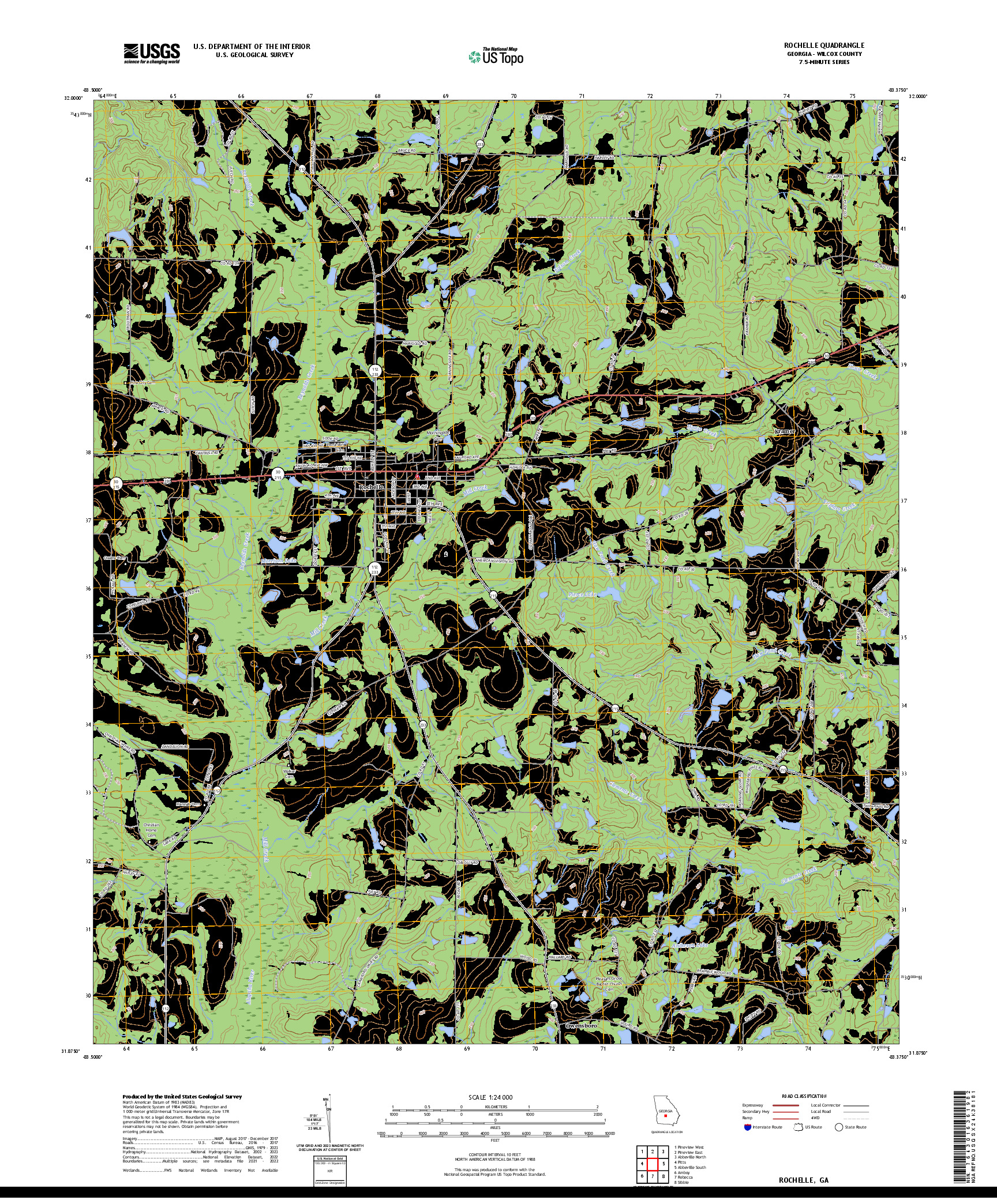 US TOPO 7.5-MINUTE MAP FOR ROCHELLE, GA