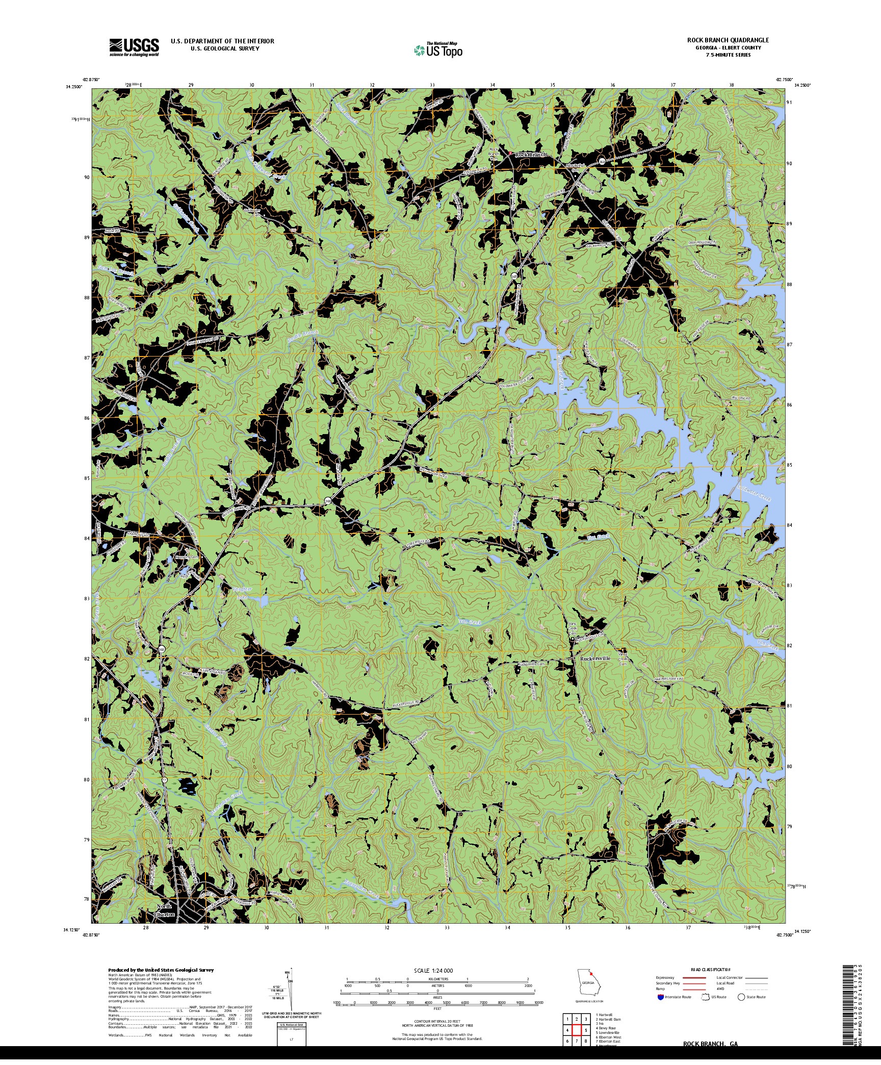 US TOPO 7.5-MINUTE MAP FOR ROCK BRANCH, GA
