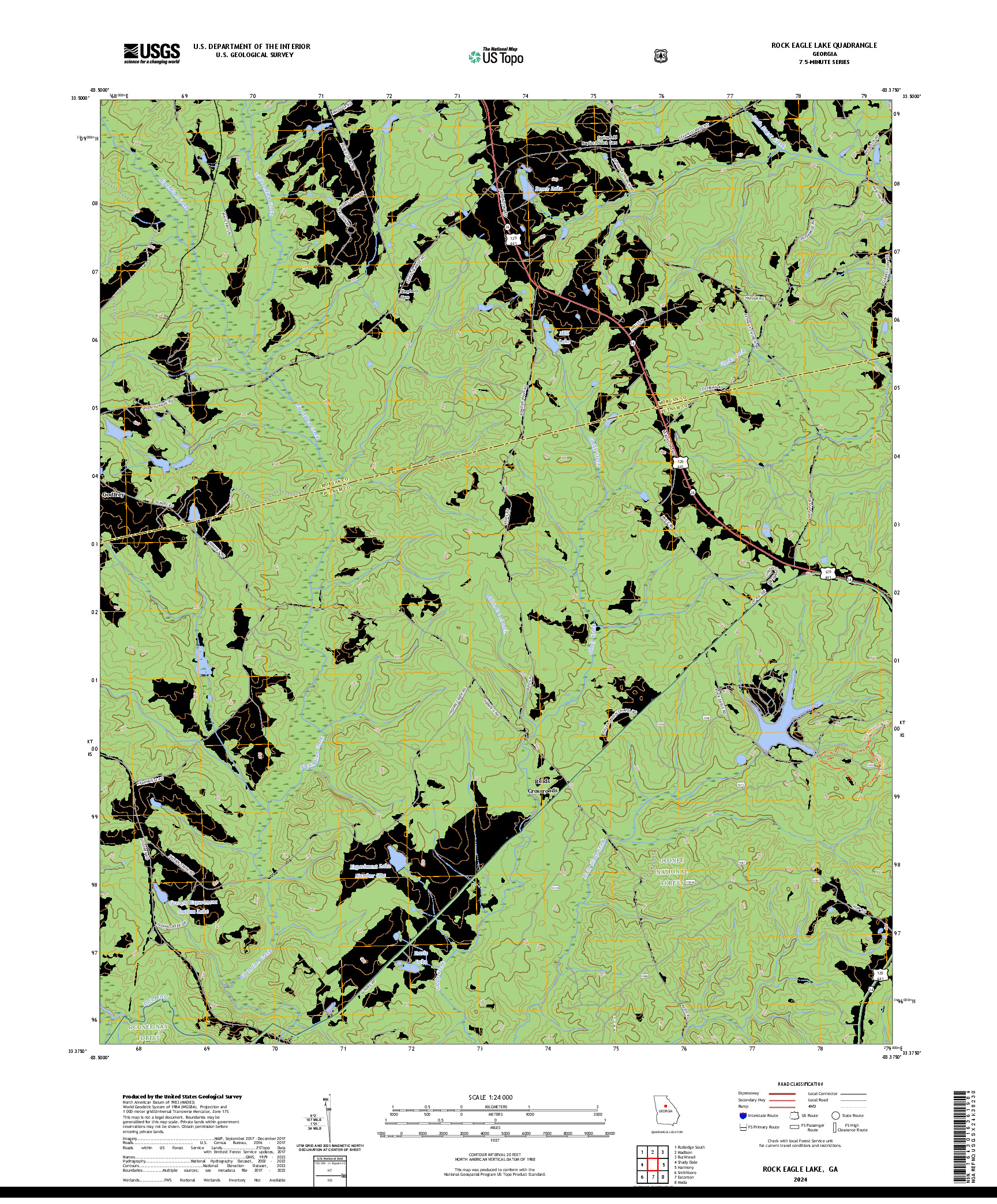 US TOPO 7.5-MINUTE MAP FOR ROCK EAGLE LAKE, GA