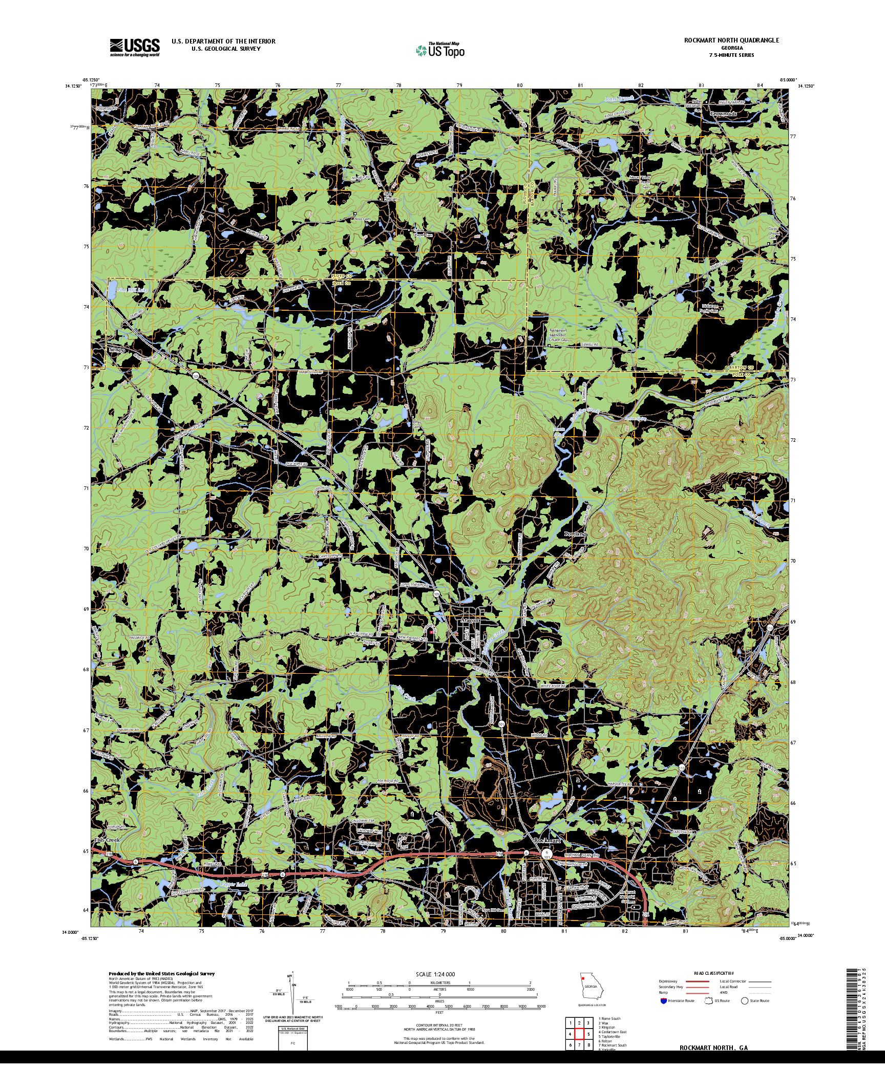 US TOPO 7.5-MINUTE MAP FOR ROCKMART NORTH, GA