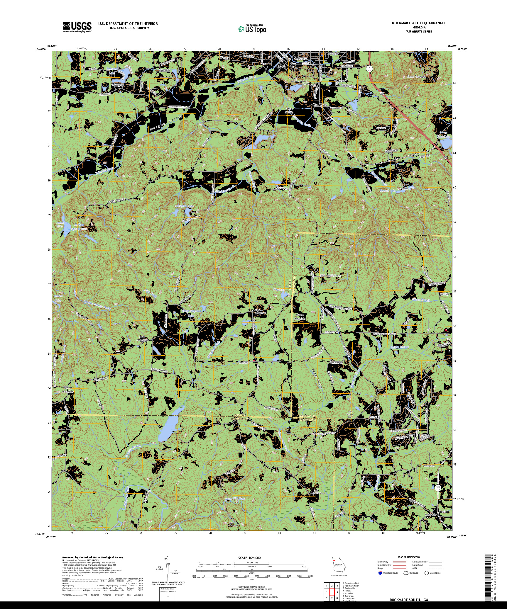 US TOPO 7.5-MINUTE MAP FOR ROCKMART SOUTH, GA