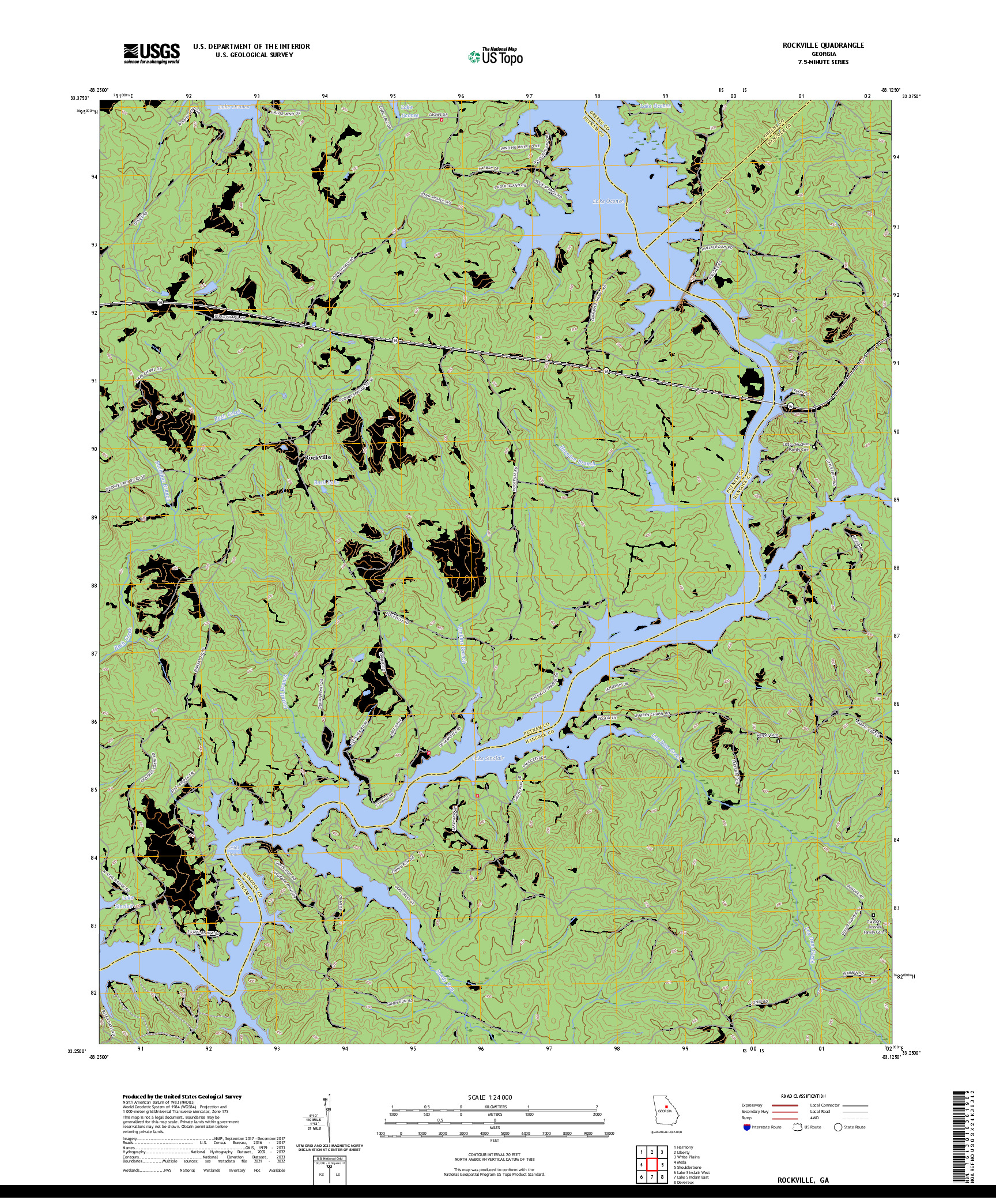 US TOPO 7.5-MINUTE MAP FOR ROCKVILLE, GA