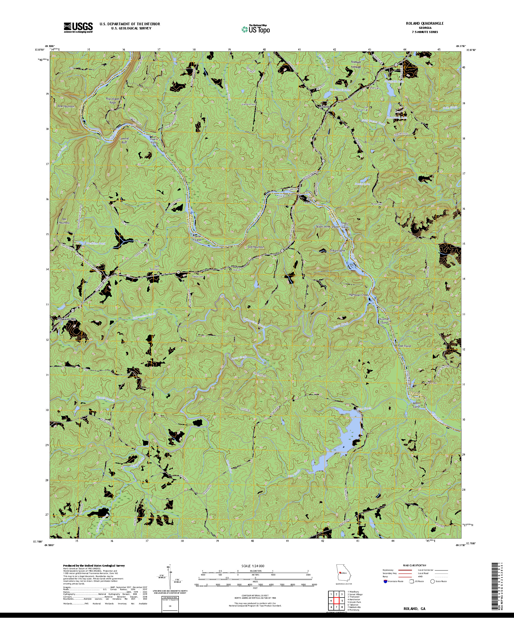 US TOPO 7.5-MINUTE MAP FOR ROLAND, GA