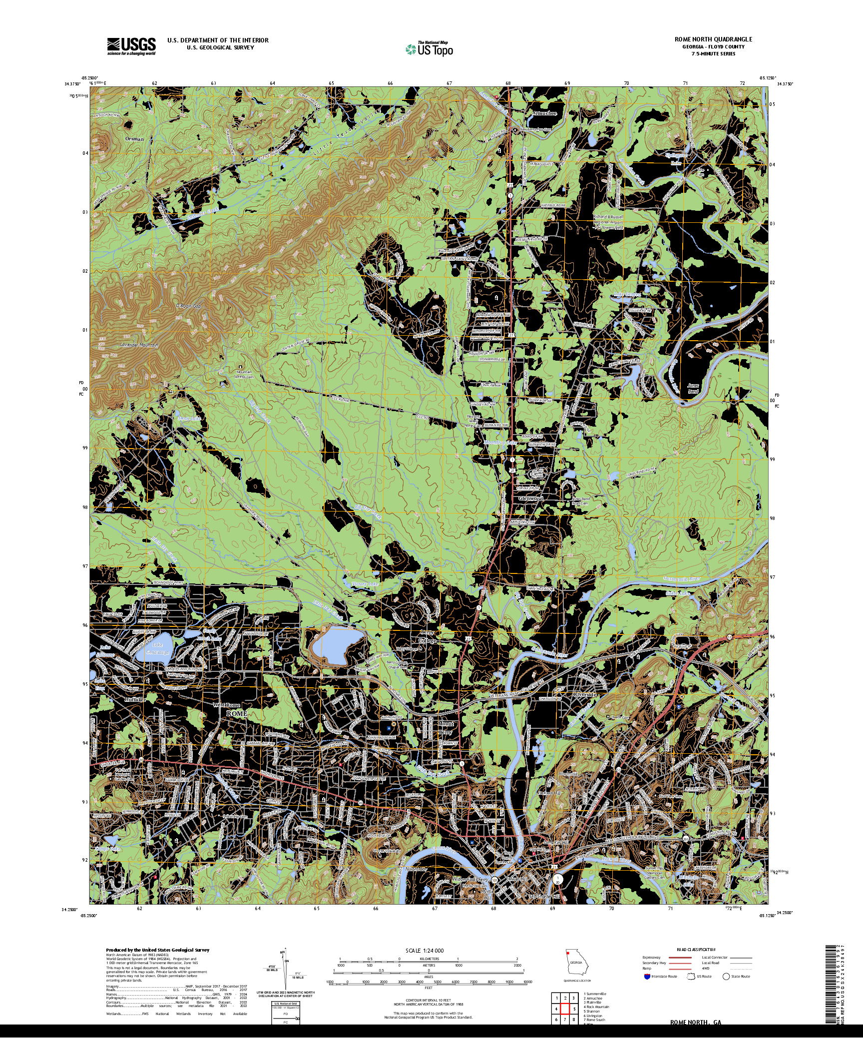 US TOPO 7.5-MINUTE MAP FOR ROME NORTH, GA