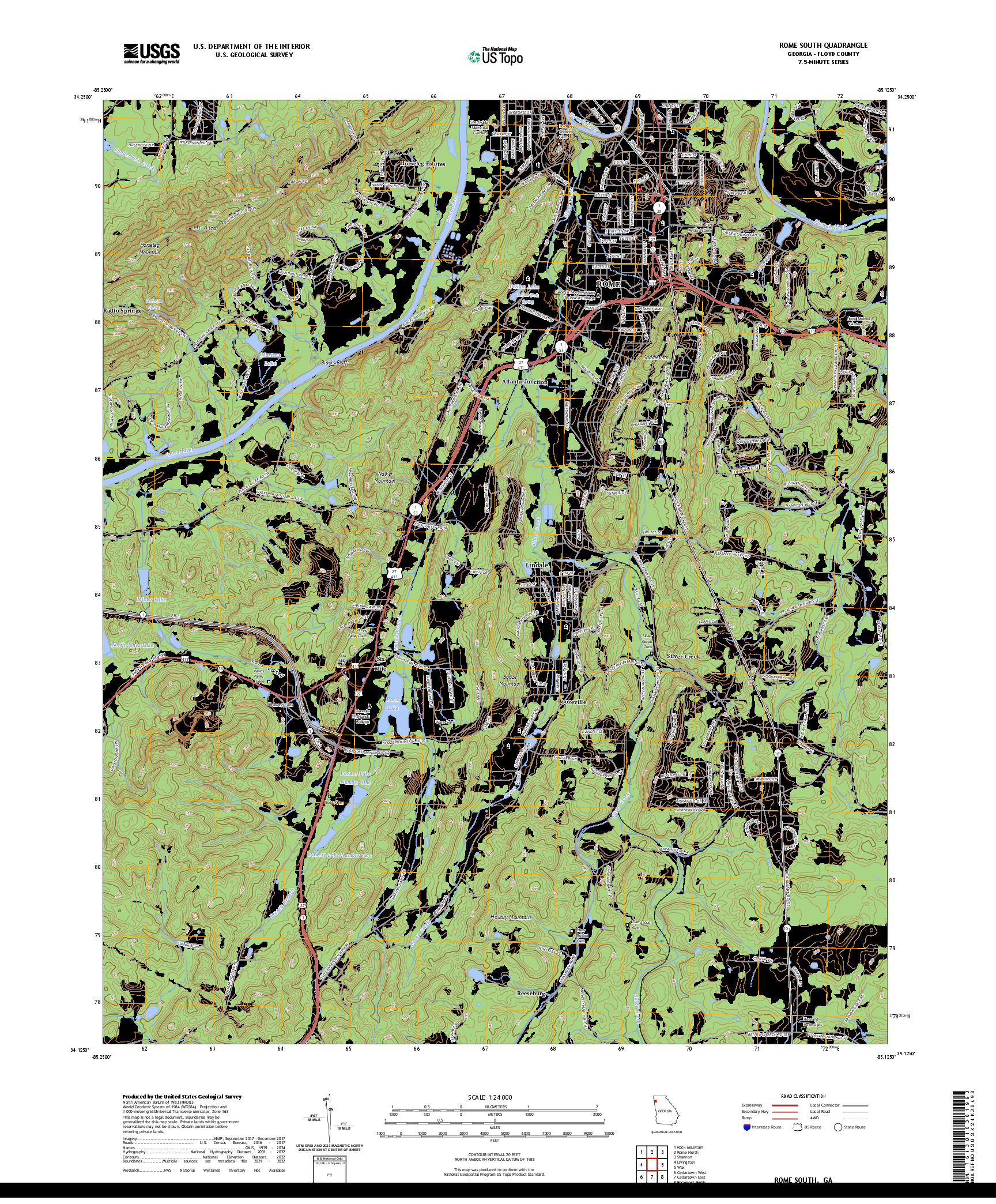 US TOPO 7.5-MINUTE MAP FOR ROME SOUTH, GA