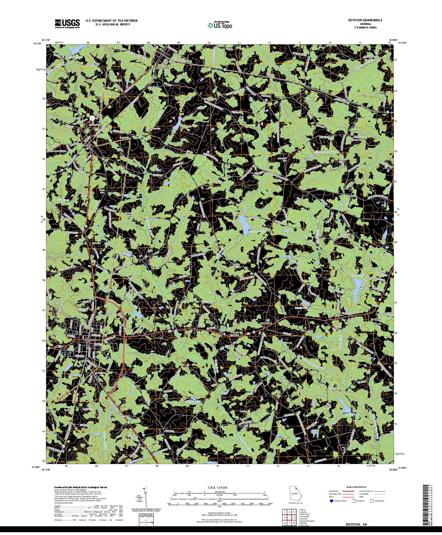US TOPO 7.5-MINUTE MAP FOR ROYSTON, GA