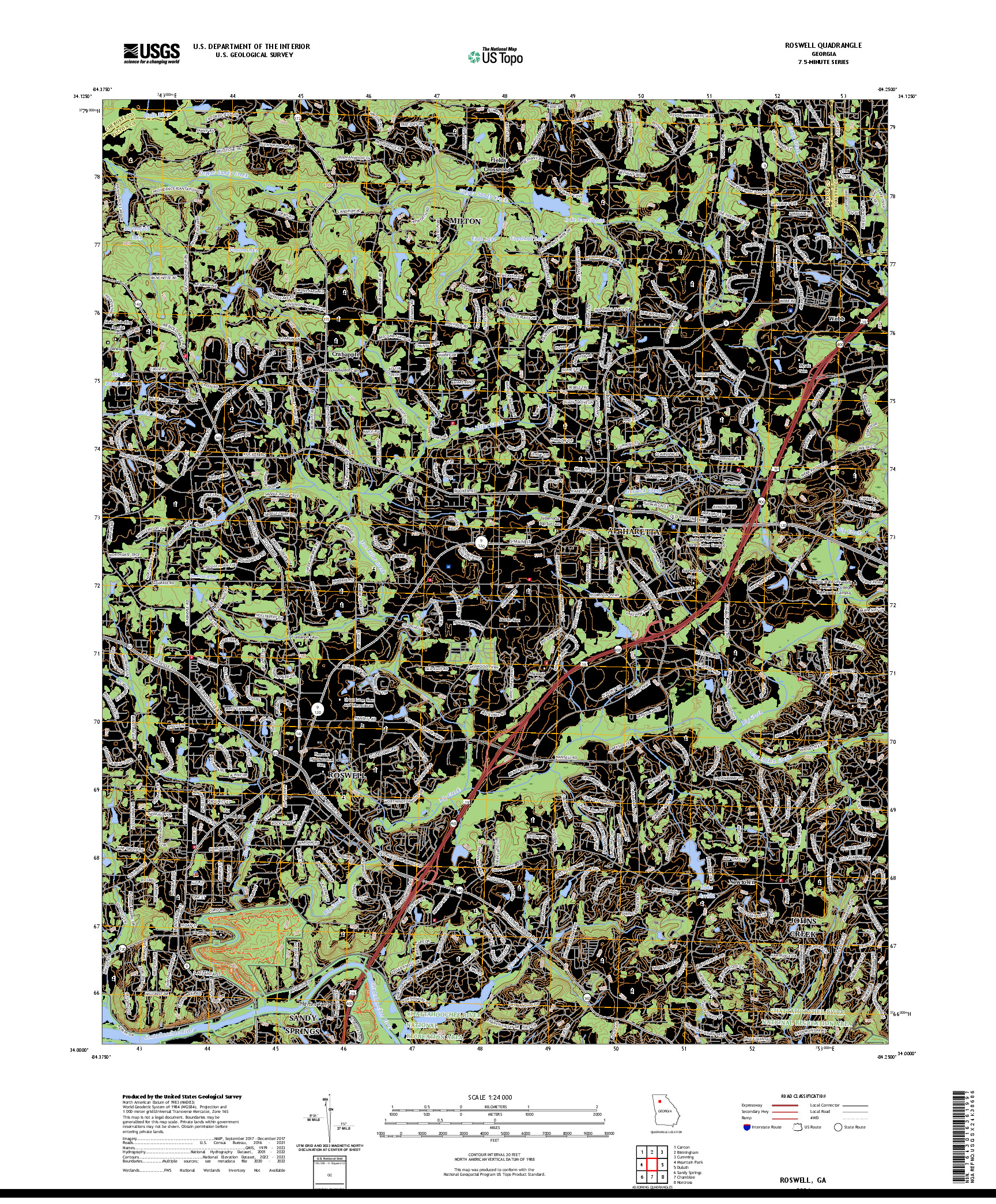 US TOPO 7.5-MINUTE MAP FOR ROSWELL, GA