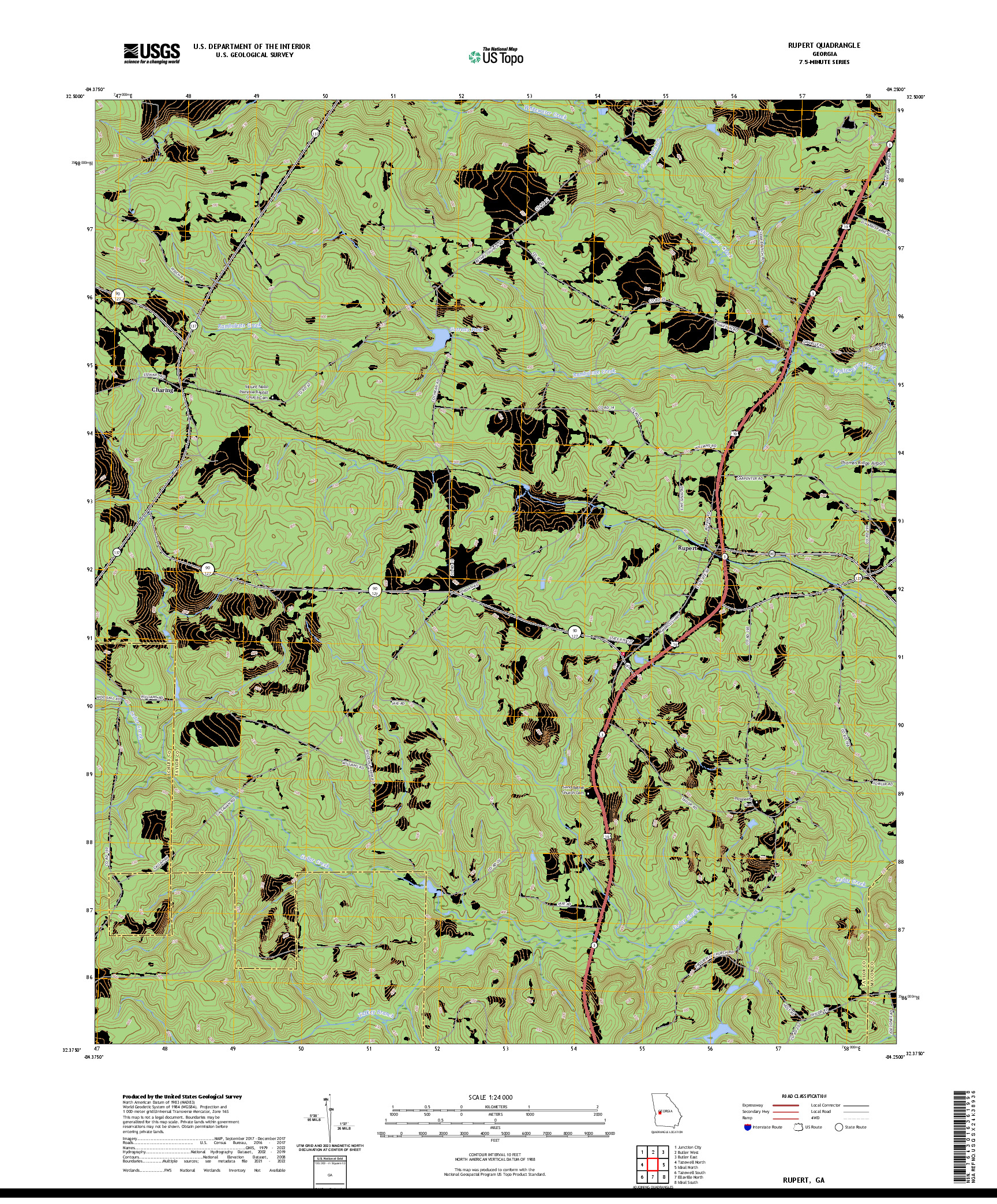 US TOPO 7.5-MINUTE MAP FOR RUPERT, GA