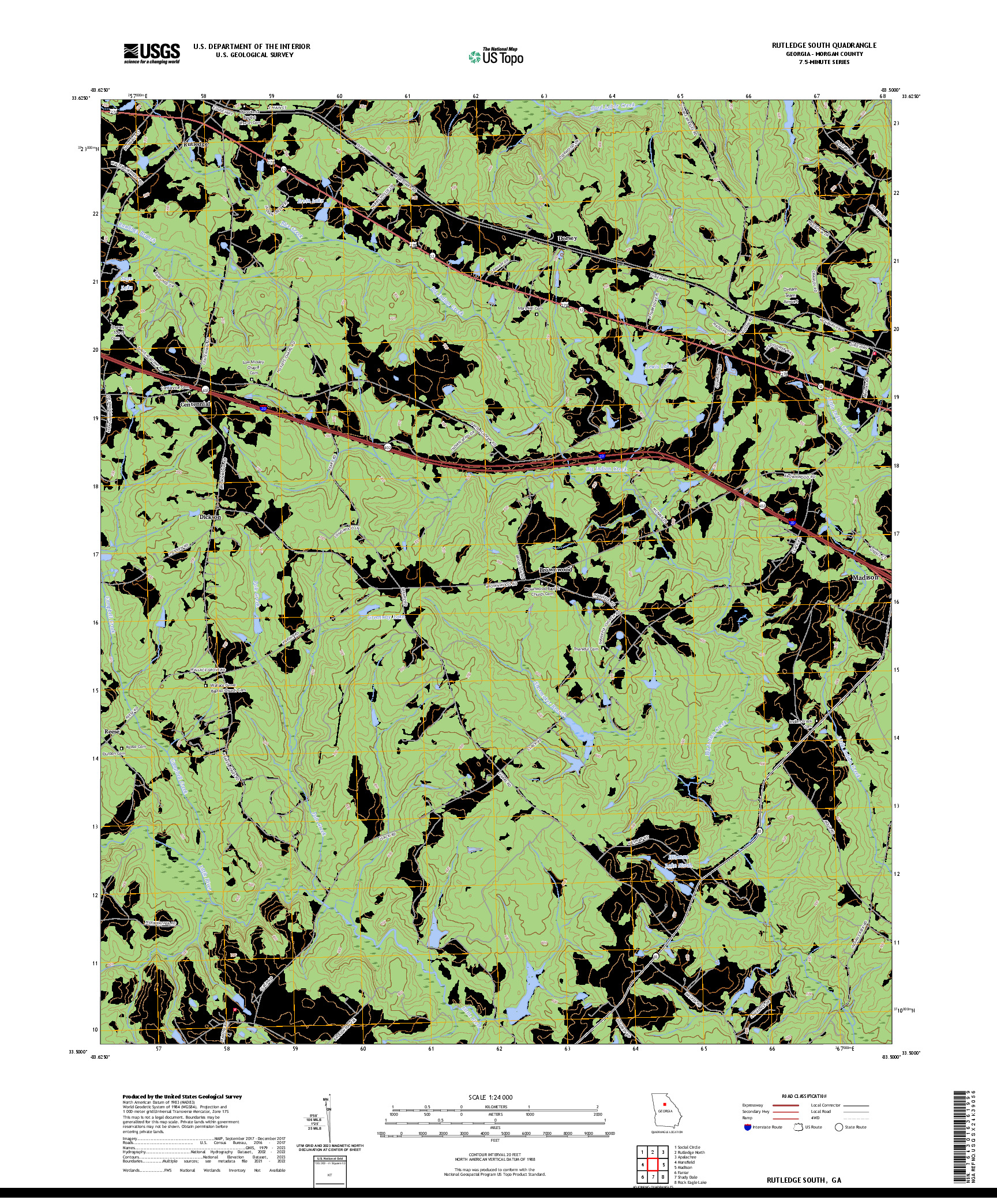 US TOPO 7.5-MINUTE MAP FOR RUTLEDGE SOUTH, GA