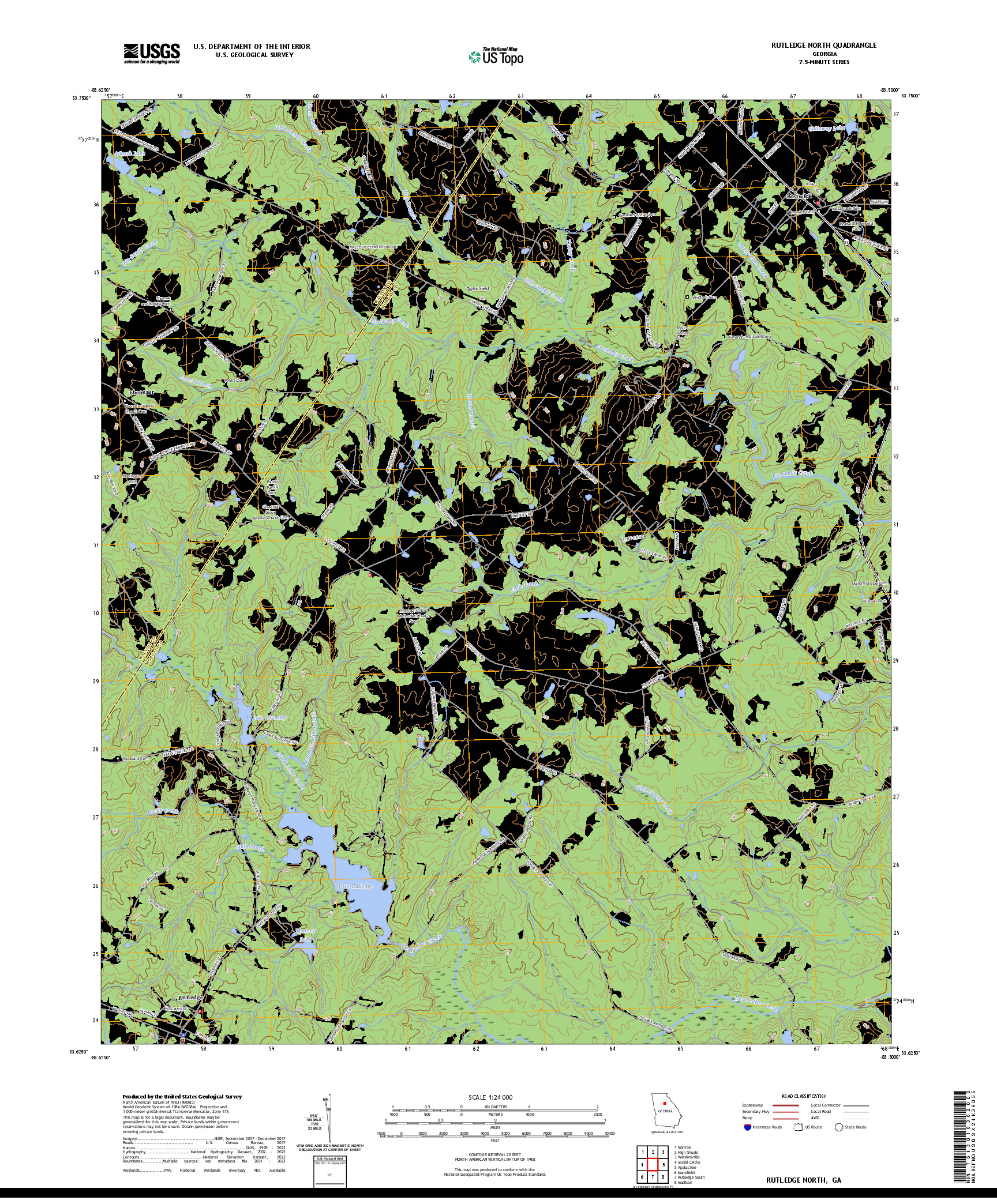 US TOPO 7.5-MINUTE MAP FOR RUTLEDGE NORTH, GA