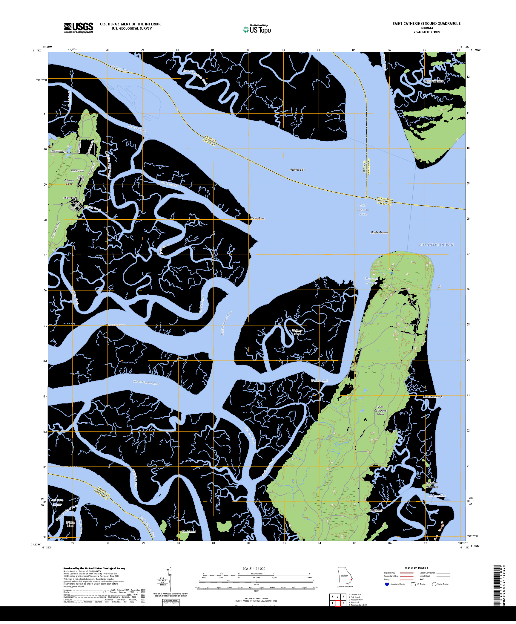US TOPO 7.5-MINUTE MAP FOR SAINT CATHERINES SOUND, GA