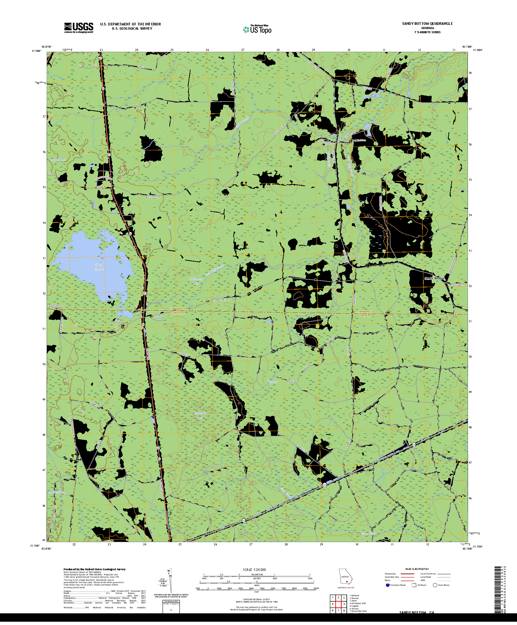 US TOPO 7.5-MINUTE MAP FOR SANDY BOTTOM, GA