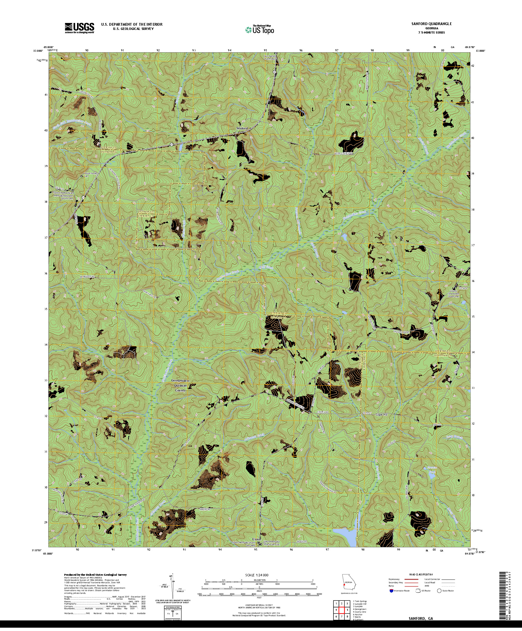 US TOPO 7.5-MINUTE MAP FOR SANFORD, GA