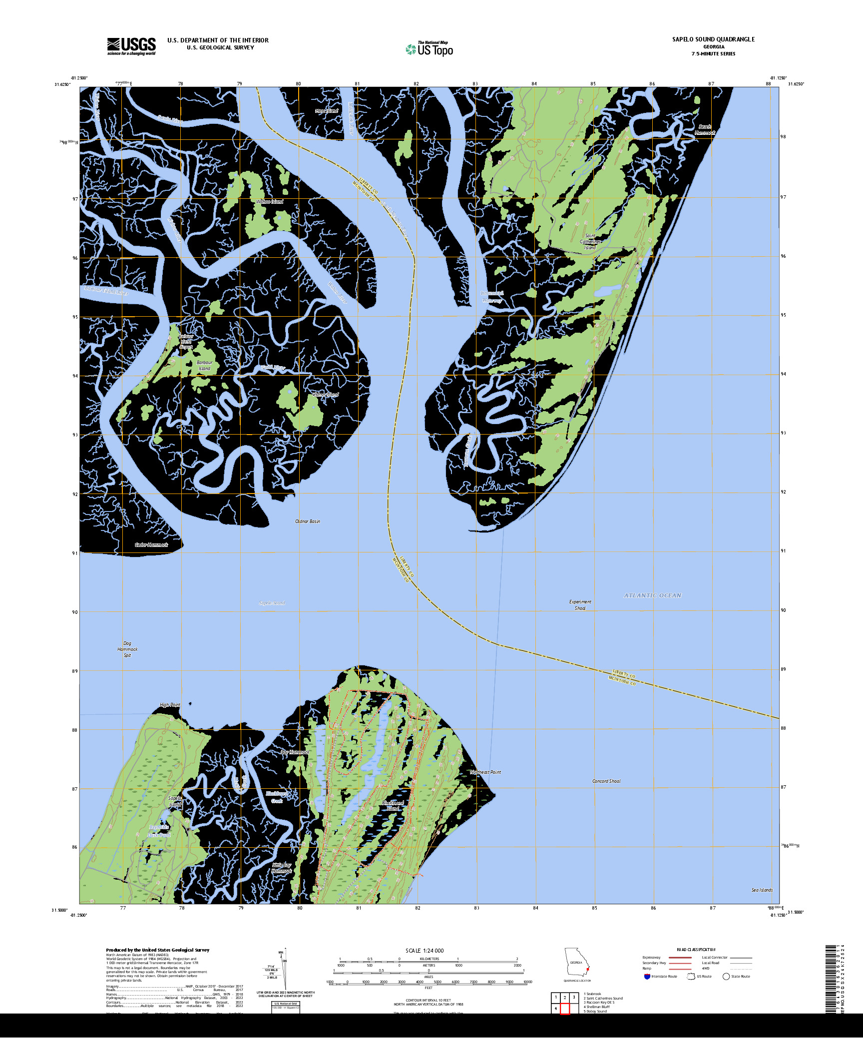 US TOPO 7.5-MINUTE MAP FOR SAPELO SOUND, GA