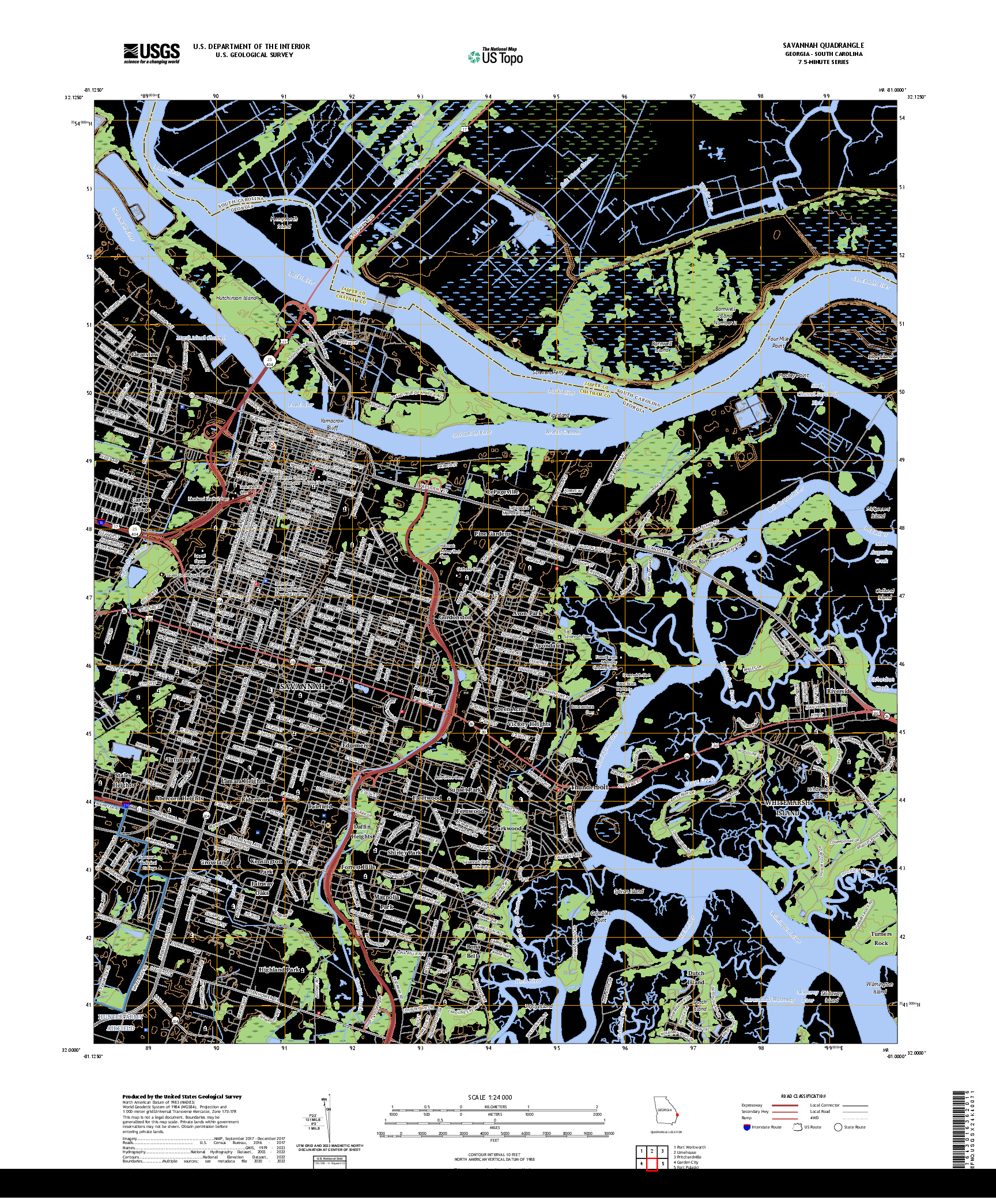US TOPO 7.5-MINUTE MAP FOR SAVANNAH, GA,SC