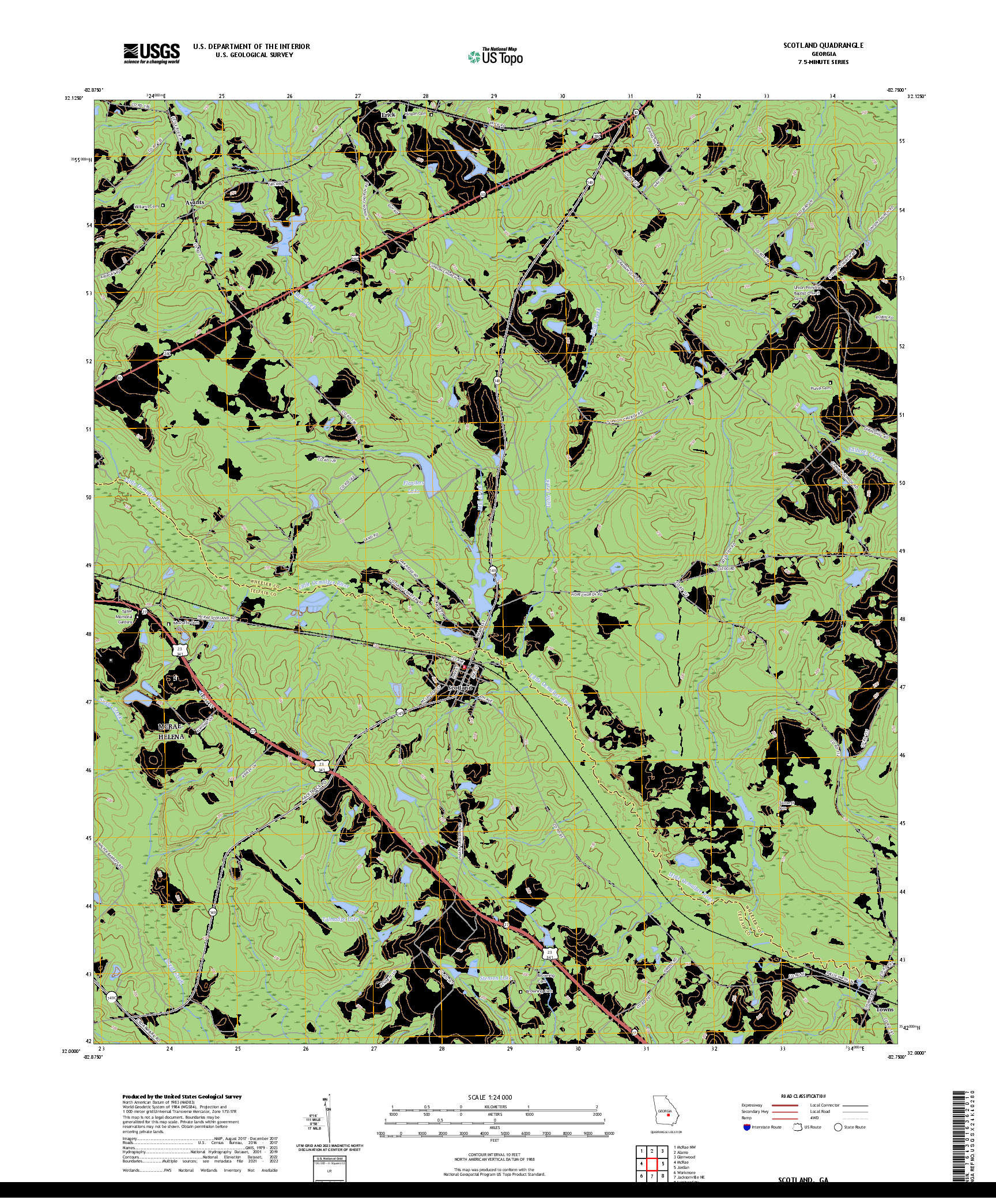US TOPO 7.5-MINUTE MAP FOR SCOTLAND, GA