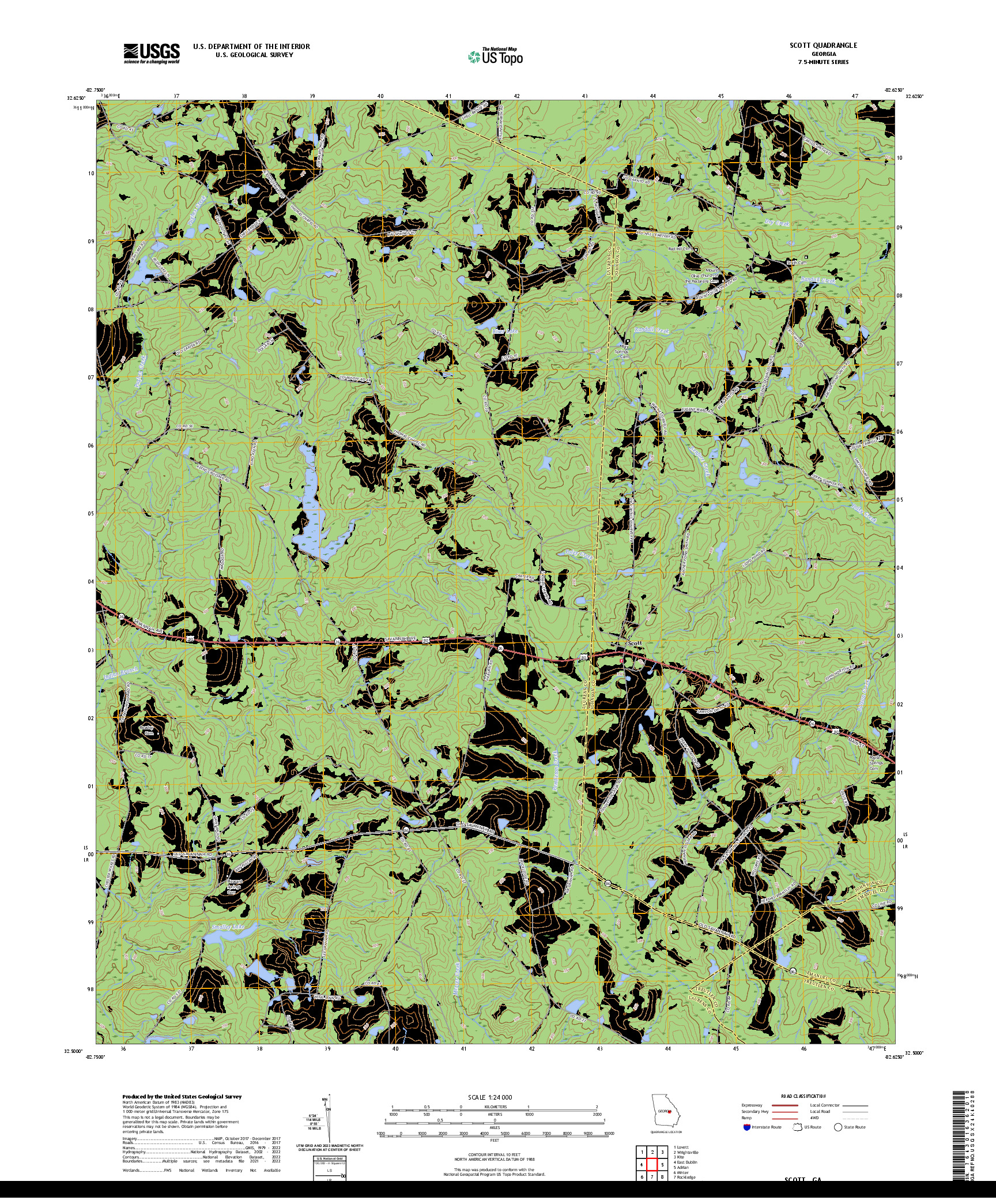 US TOPO 7.5-MINUTE MAP FOR SCOTT, GA