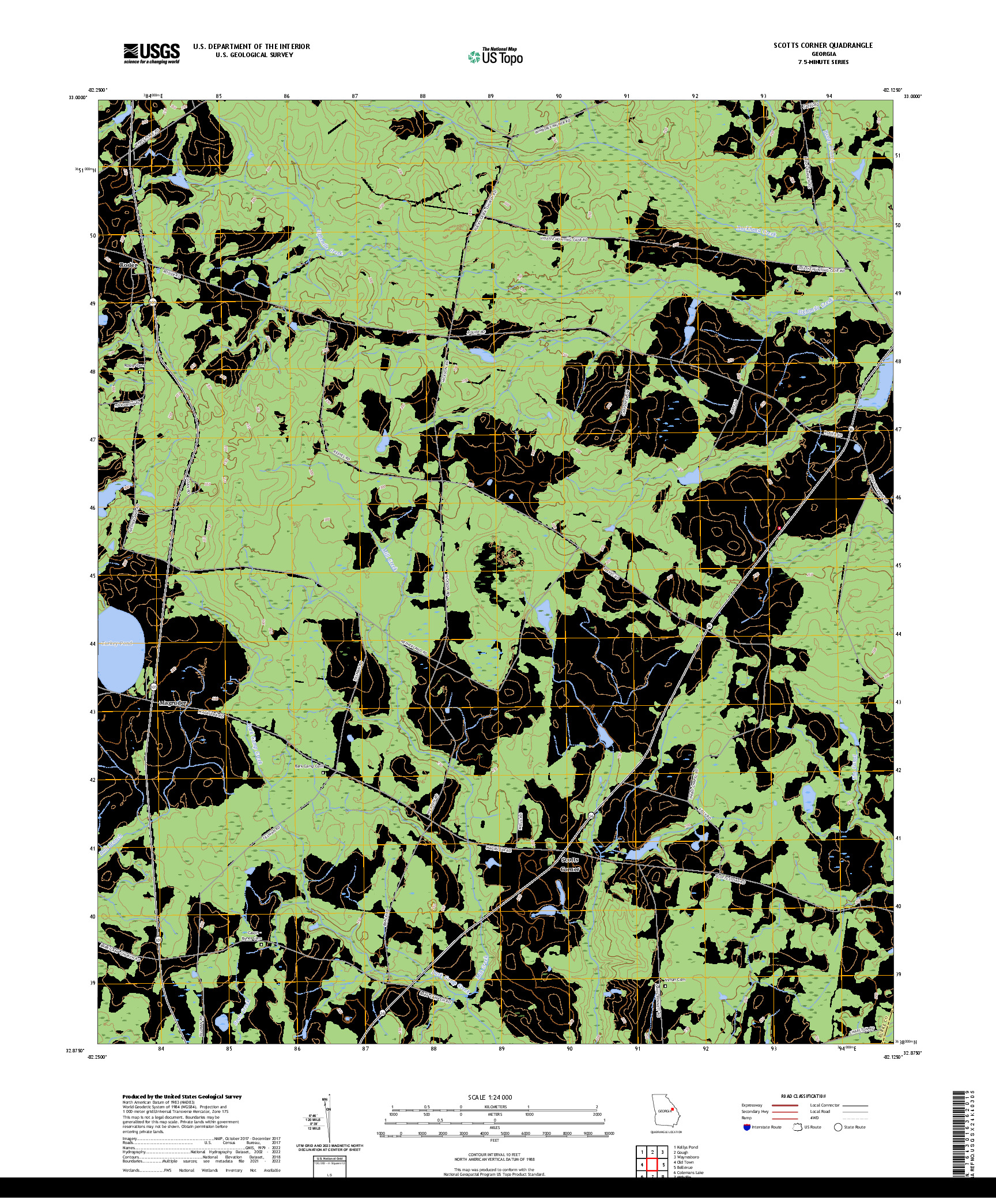 US TOPO 7.5-MINUTE MAP FOR SCOTTS CORNER, GA