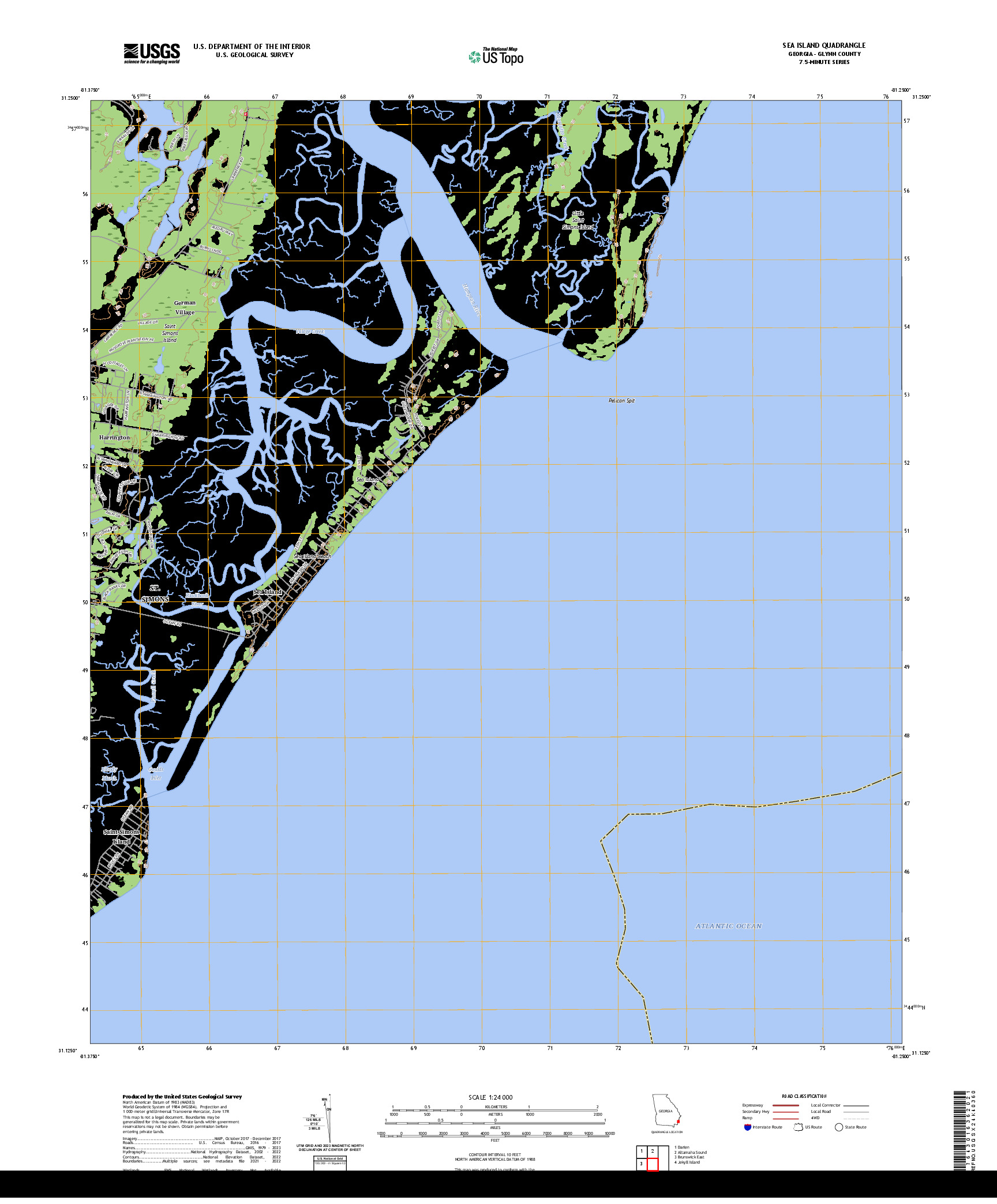 US TOPO 7.5-MINUTE MAP FOR SEA ISLAND, GA